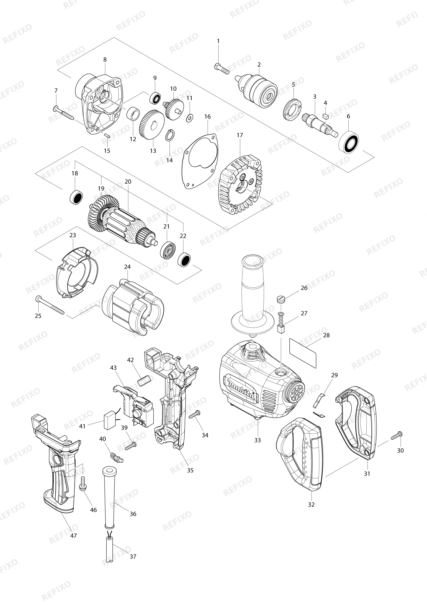 MAKITA DS4012 — схема запчастей