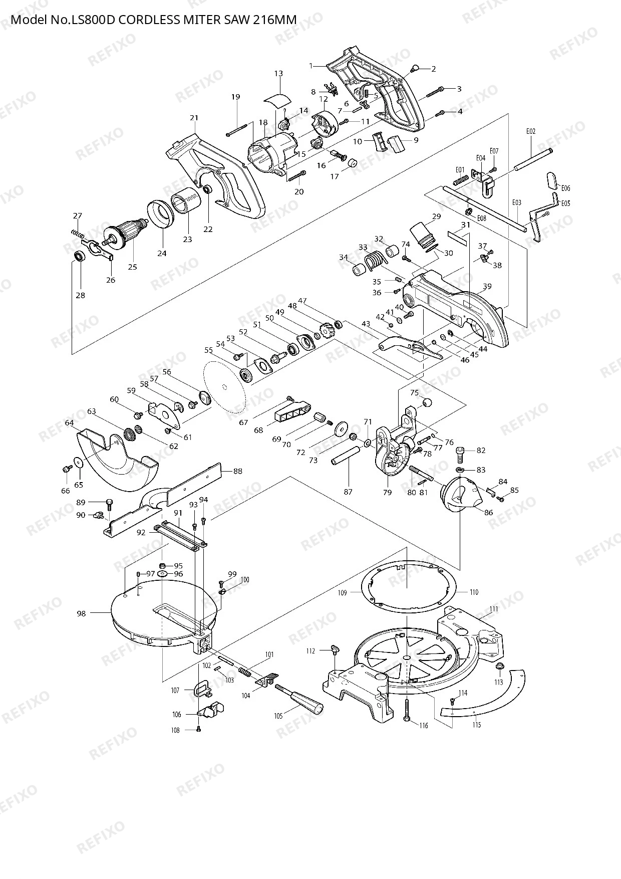 MAKITA LS800D — схема запчастей