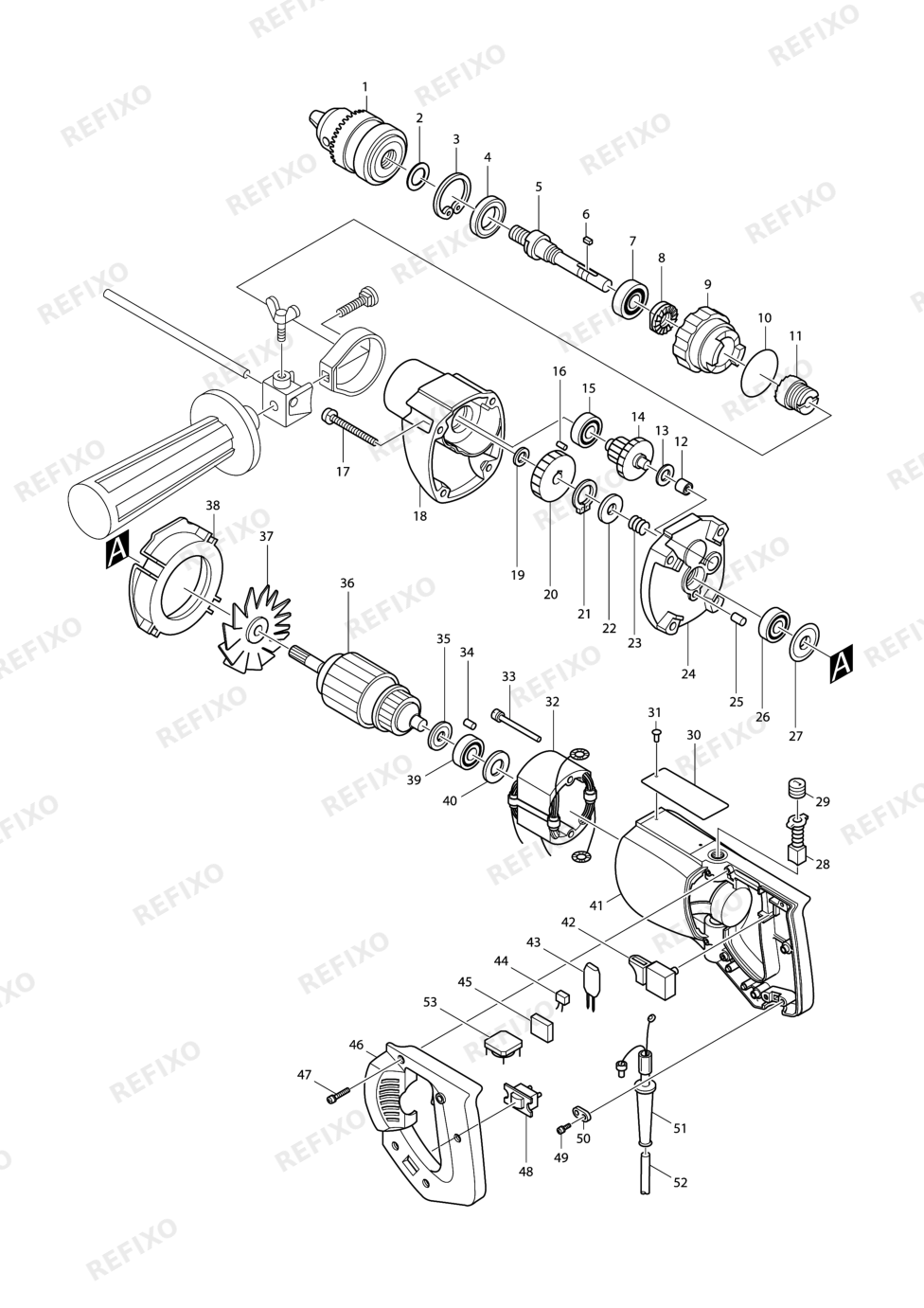 MAKITA 8419B — схема запчастей