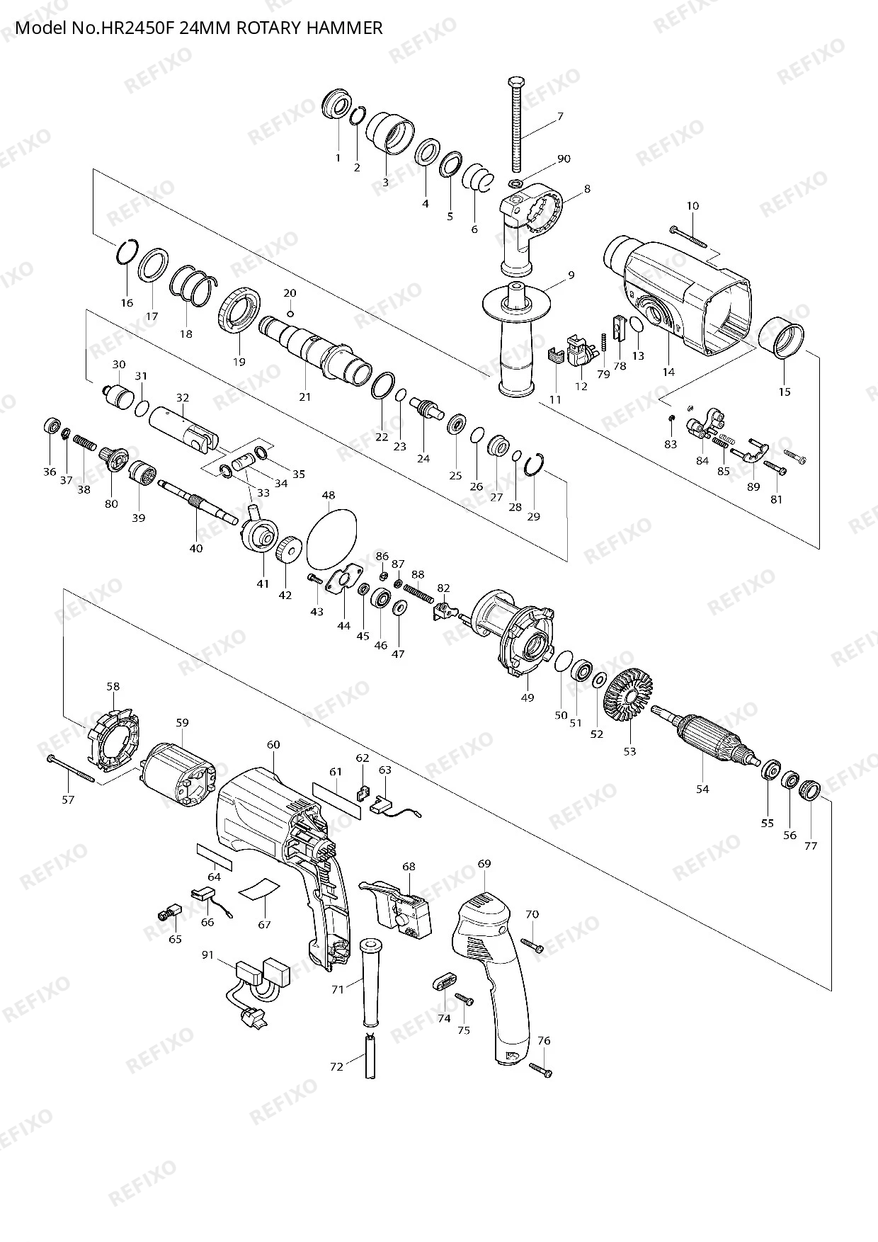 MAKITA HR2450F — схема запчастей