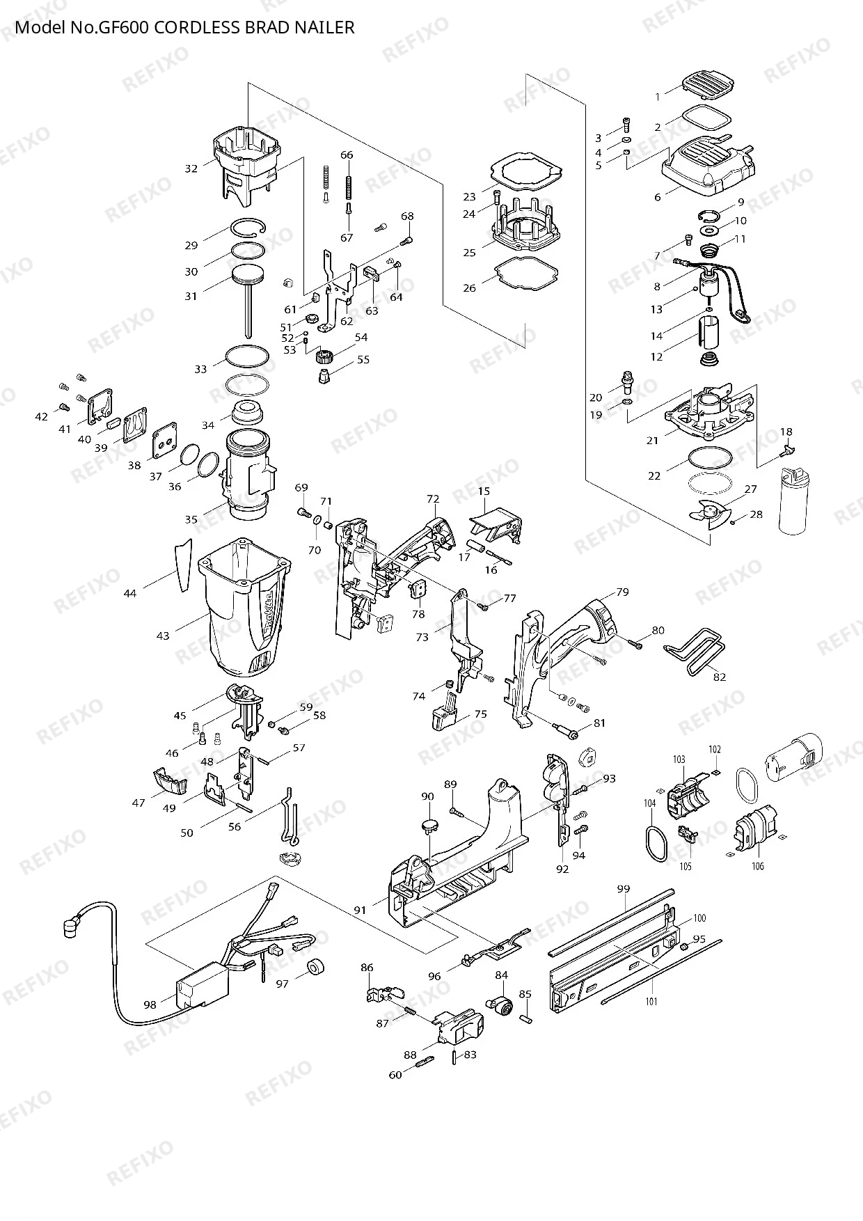 MAKITA GF600 — схема запчастей