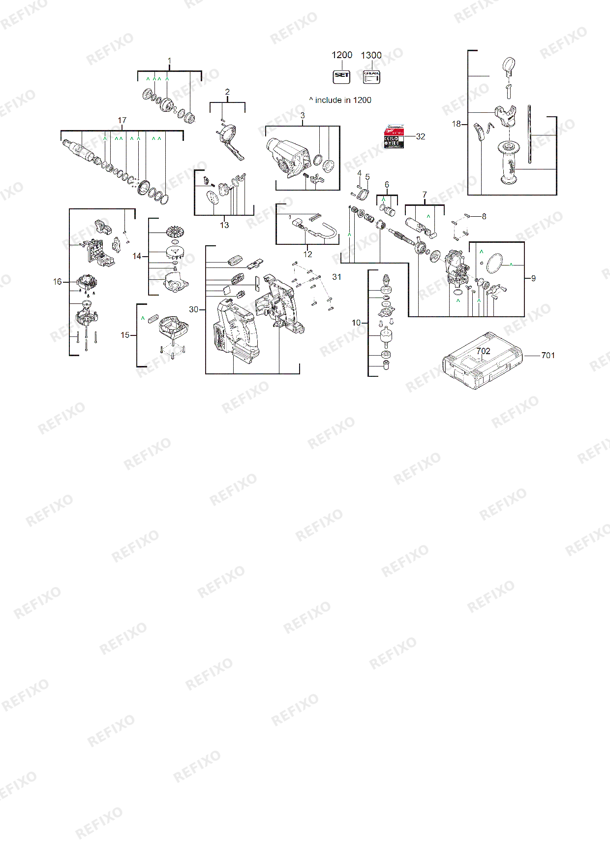 MILWAUKEE M18FHAC16 302X 4933498584 4000503920 — схема запчастей