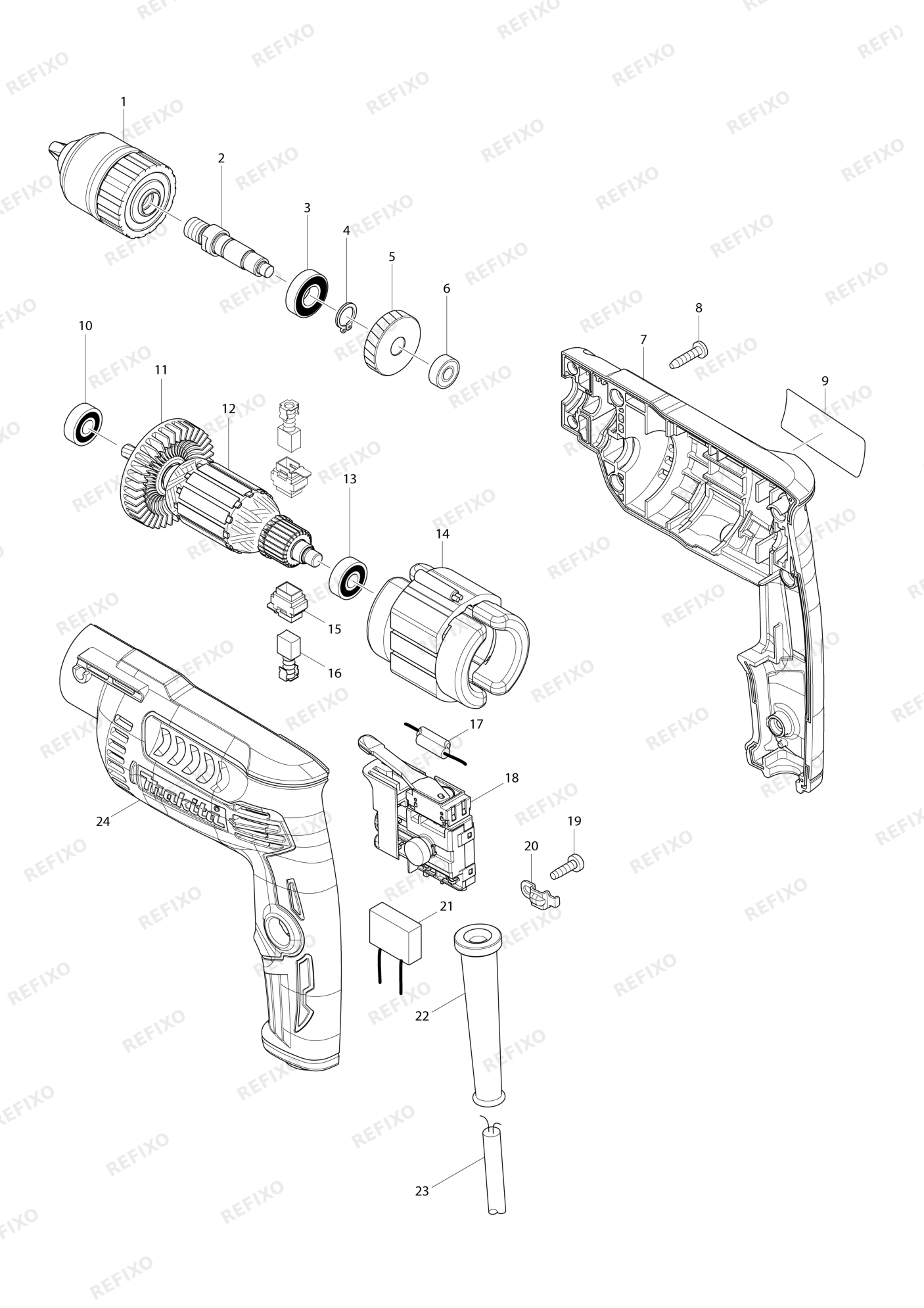 MAKITA DP2011 — схема запчастей