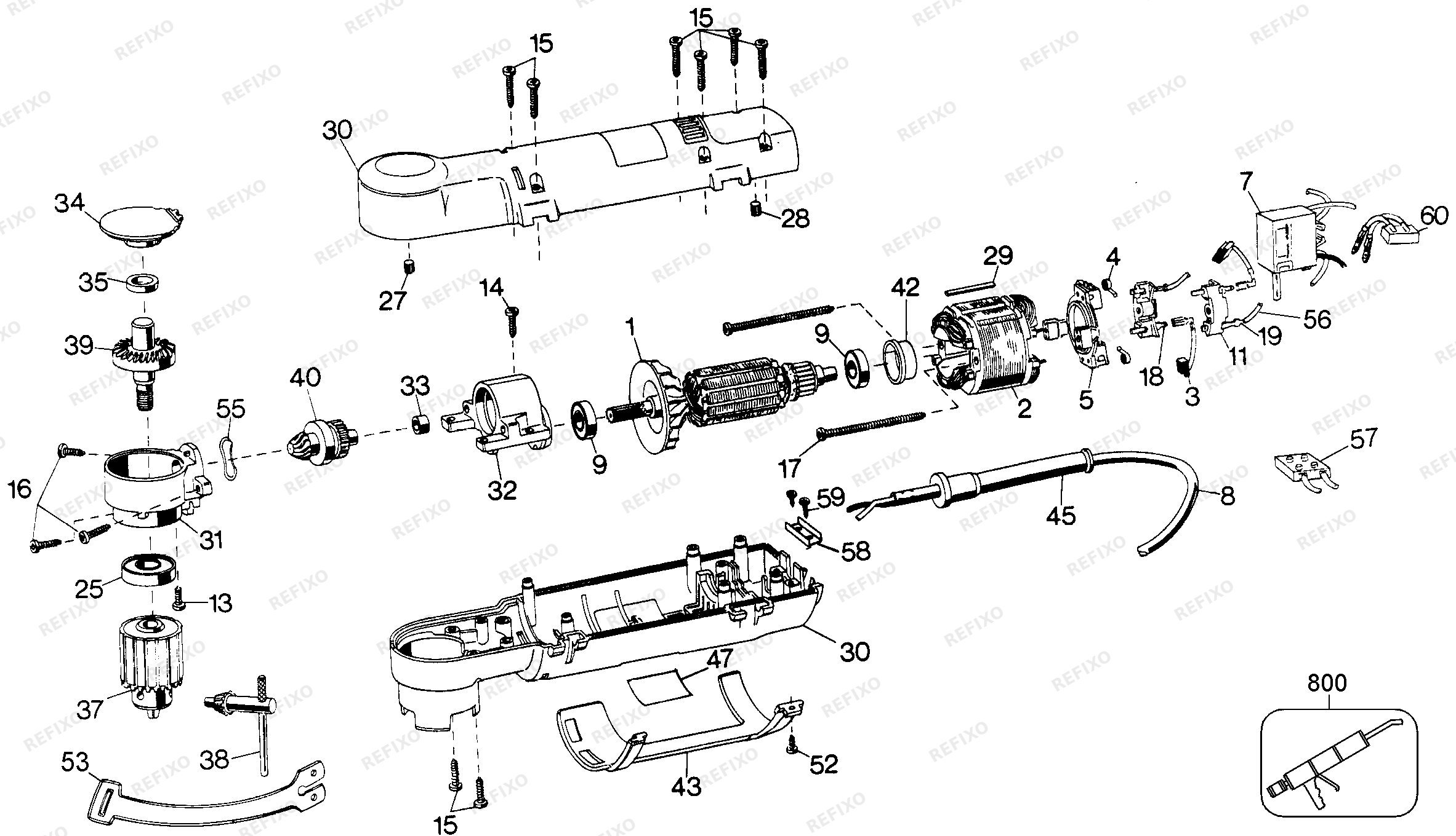 Black&Decker 3/8 SHORTY DRILL 1065-47 — схема запчастей