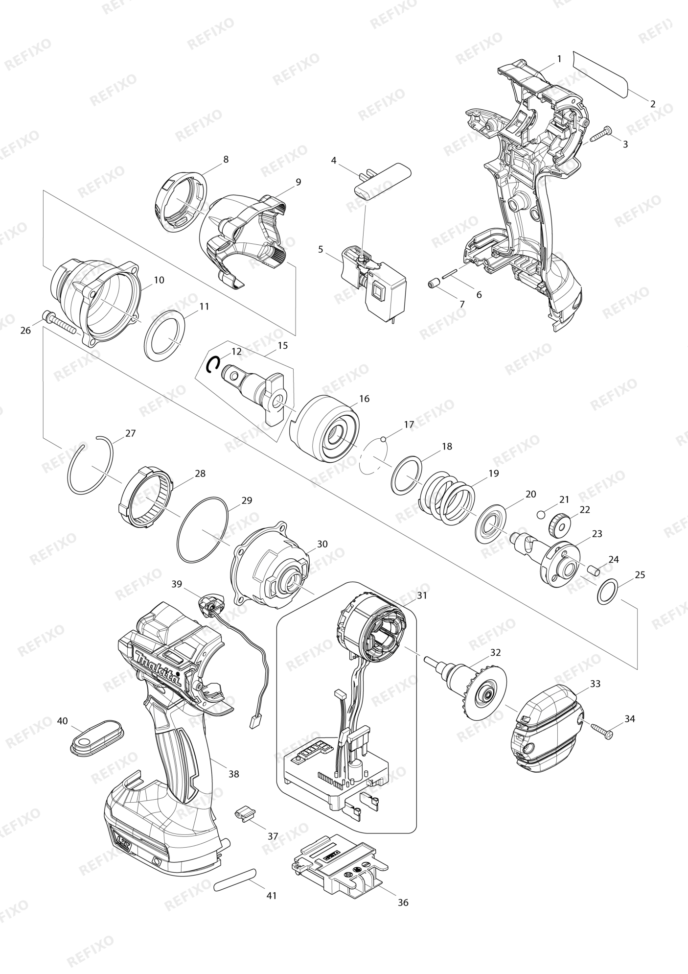 MAKITA DTW285 — схема запчастей