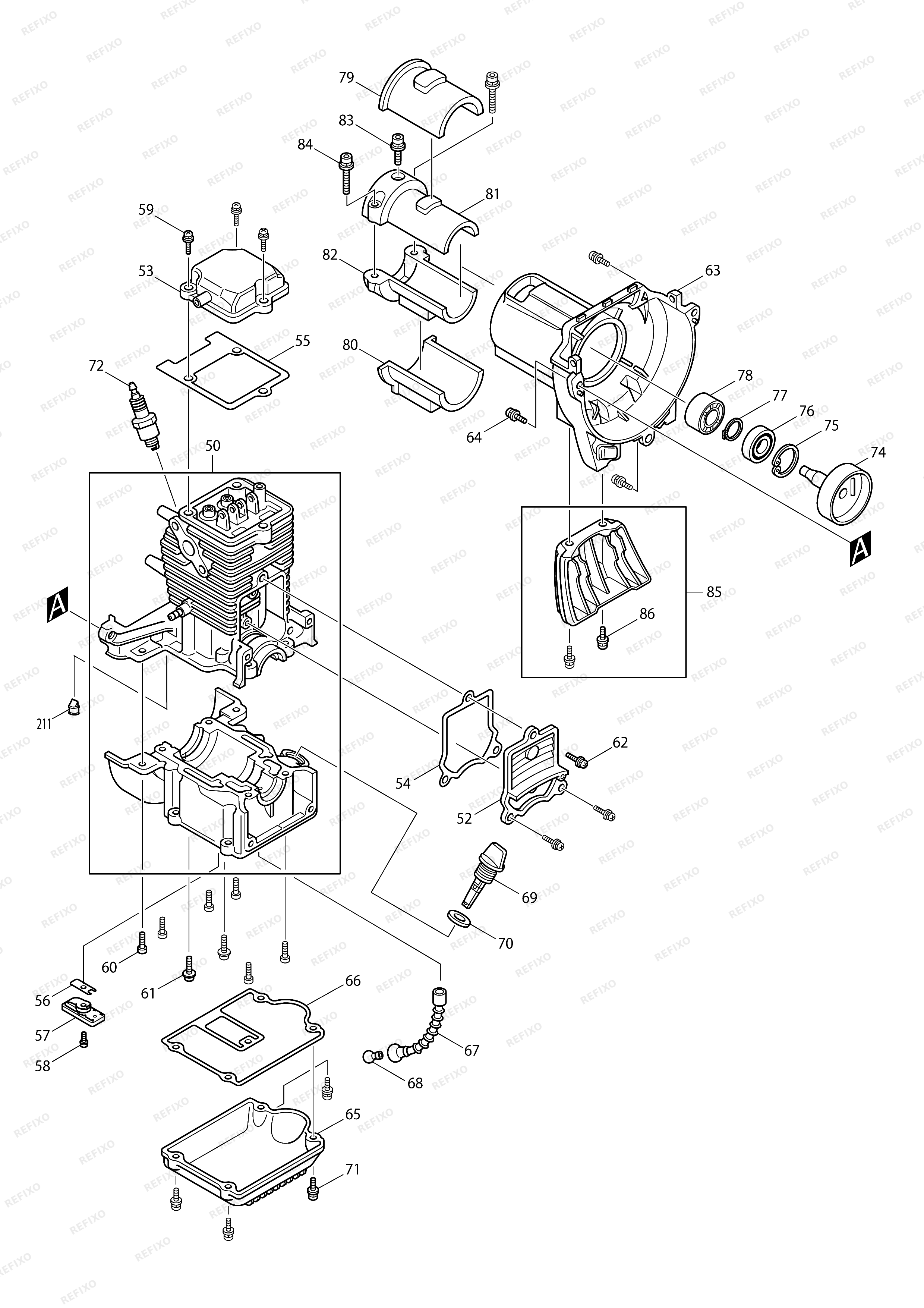 MAKITA BCX2500 — схема запчастей