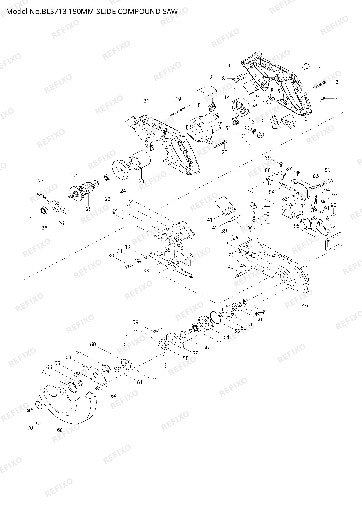 MAKITA BLS713 — схема запчастей