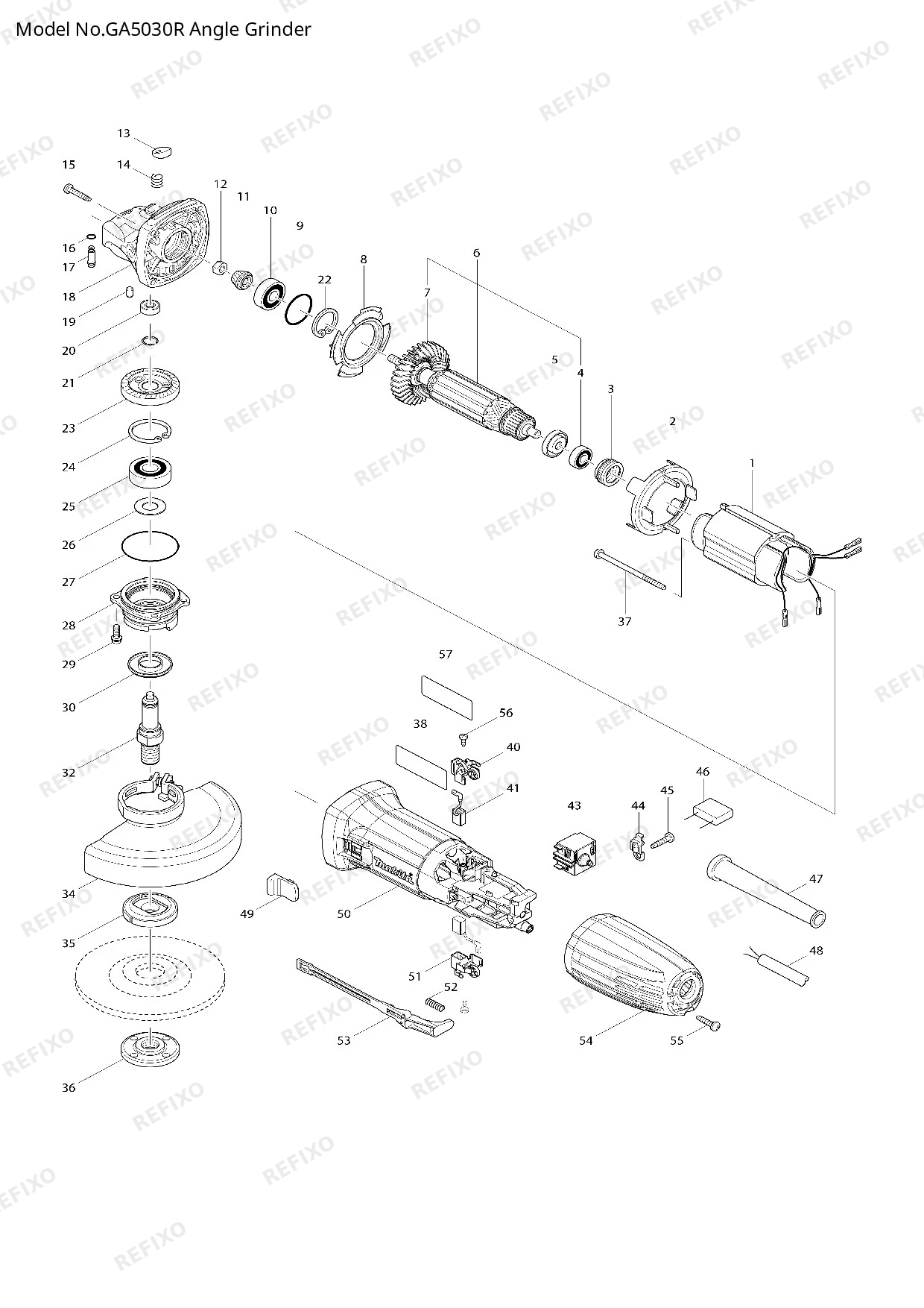 MAKITA GA5030R — схема запчастей