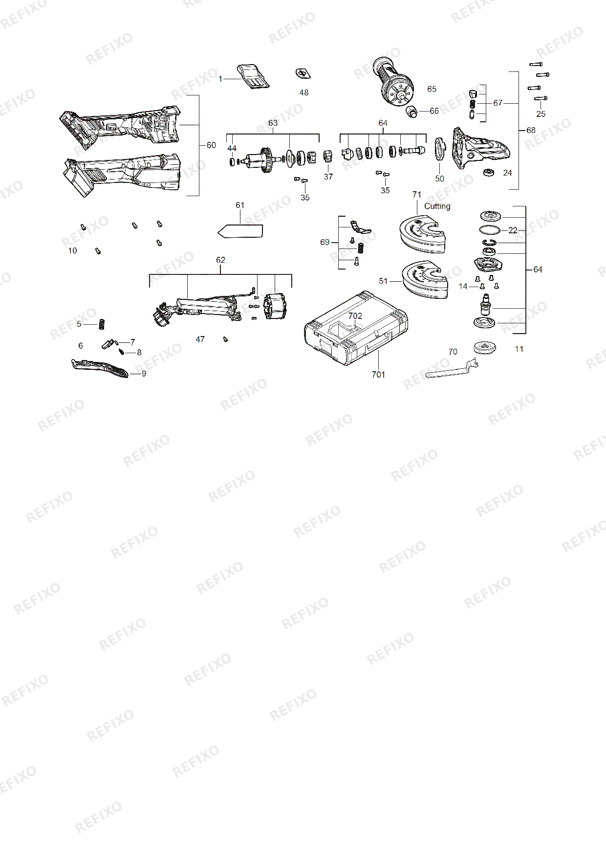 MILWAUKEE M18FSAGF125XPDB 0X 4933478439 4000483461 — схема запчастей