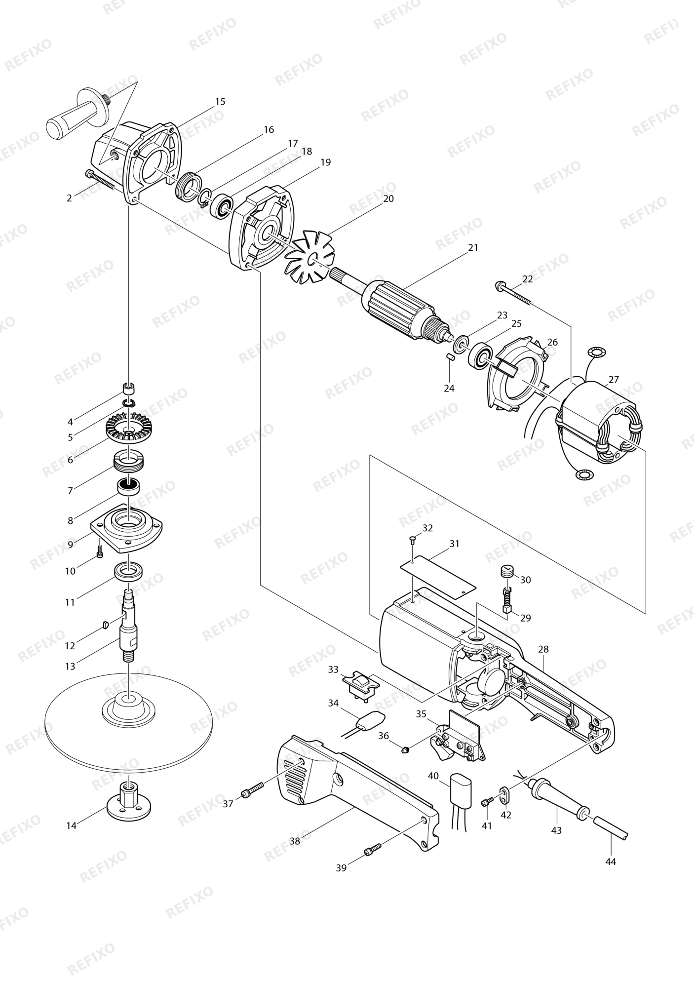 MAKITA 9207SPB — схема запчастей
