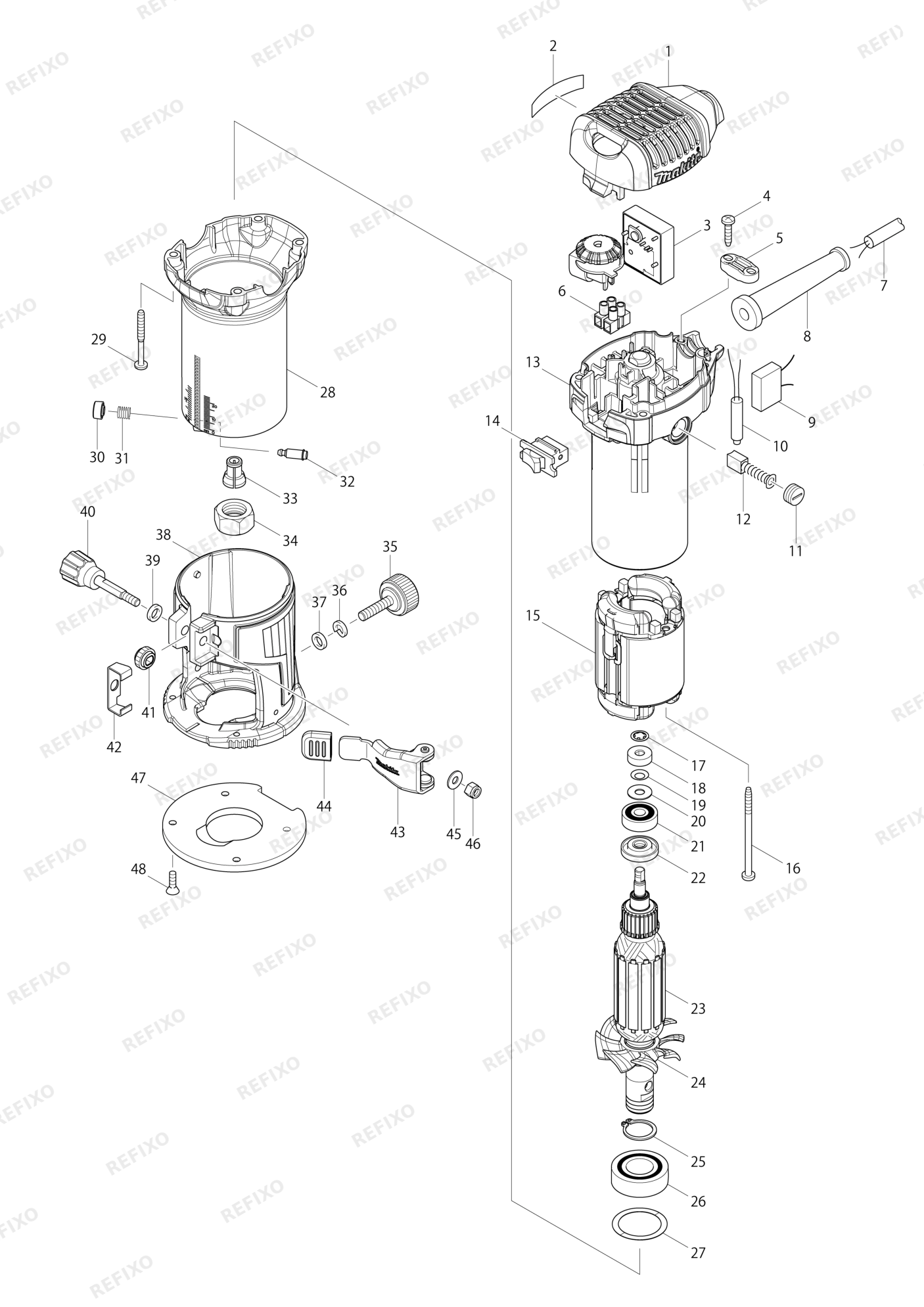MAKITA RT0700C — схема запчастей