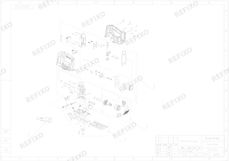 Greenworks 3601407-Exploded view — схема запчастей
