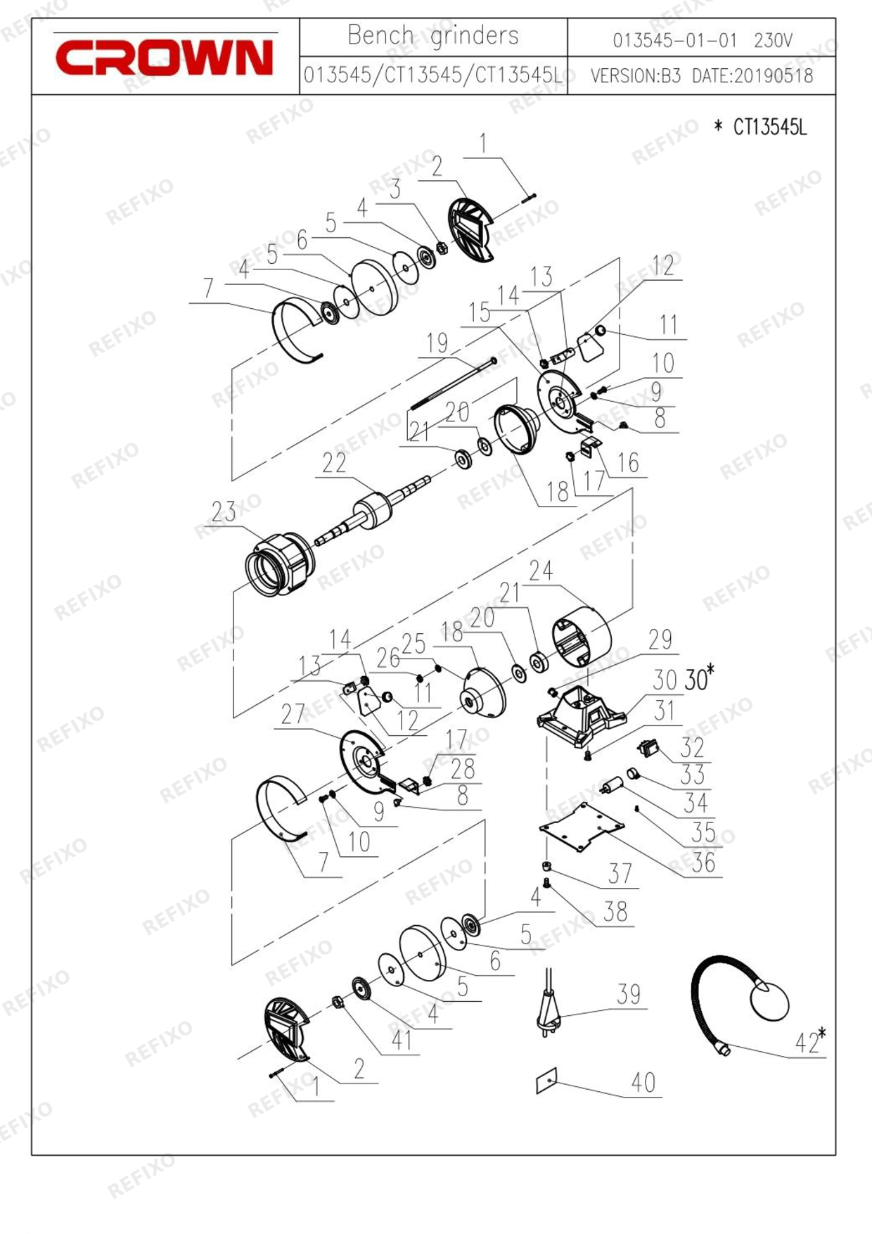 CROWN CT13545L — схема запчастей