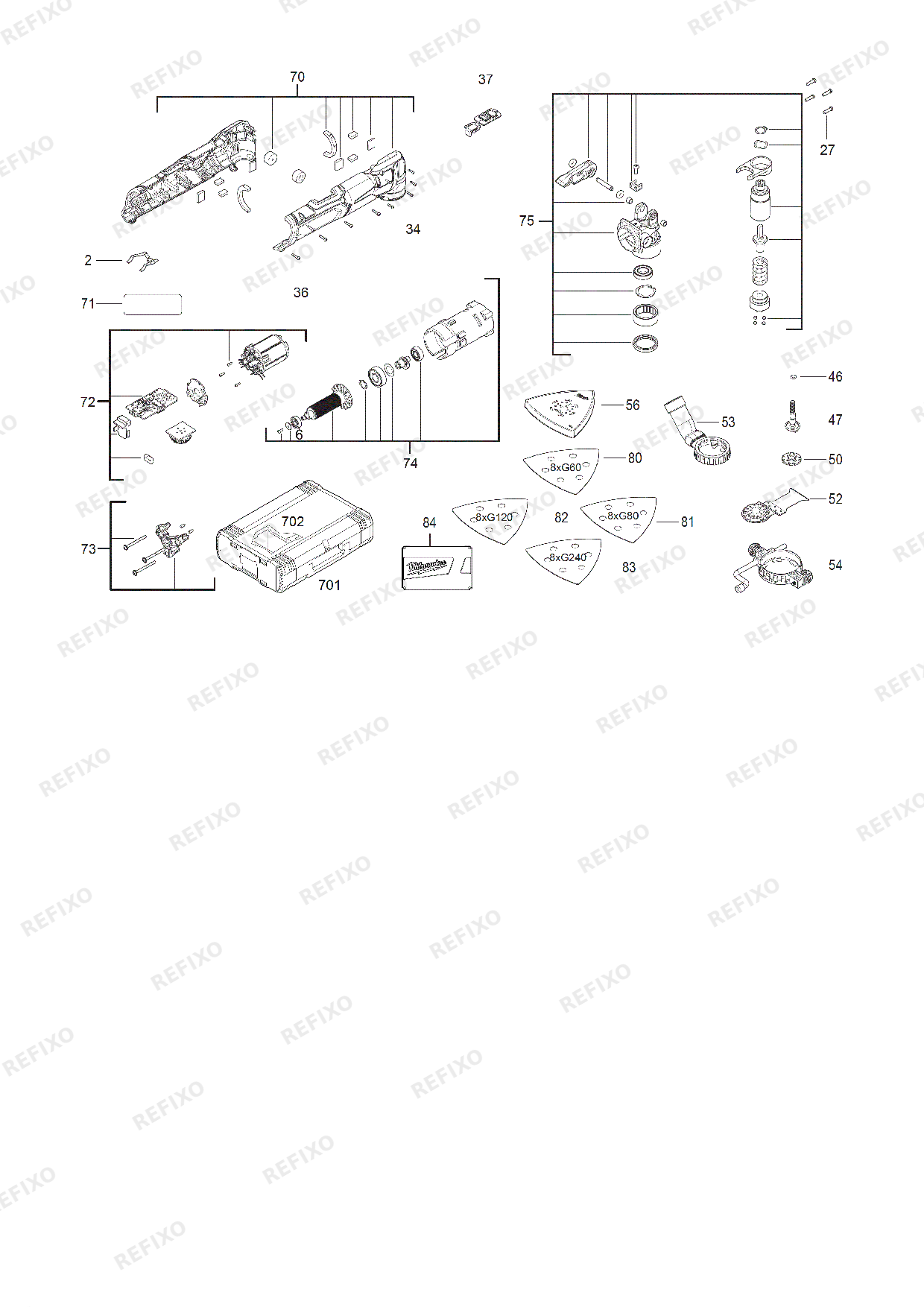 MILWAUKEE M12FMT 0 4933472238 4000477385 — схема запчастей