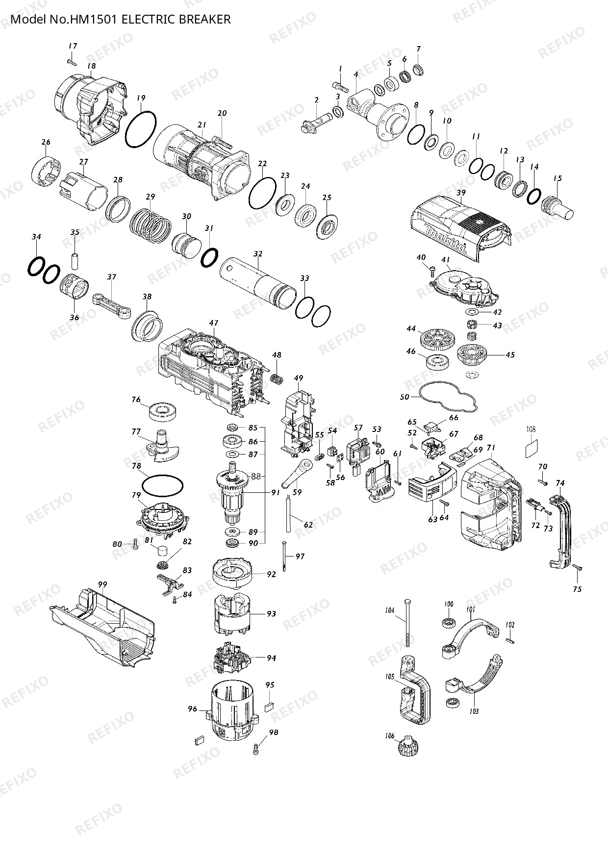 MAKITA HM1501 — схема запчастей