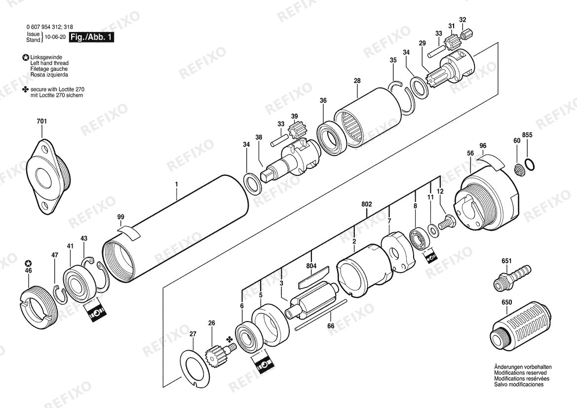 Bosch Einbaumotor 120W motor (0 607 954 318) — схема запчастей