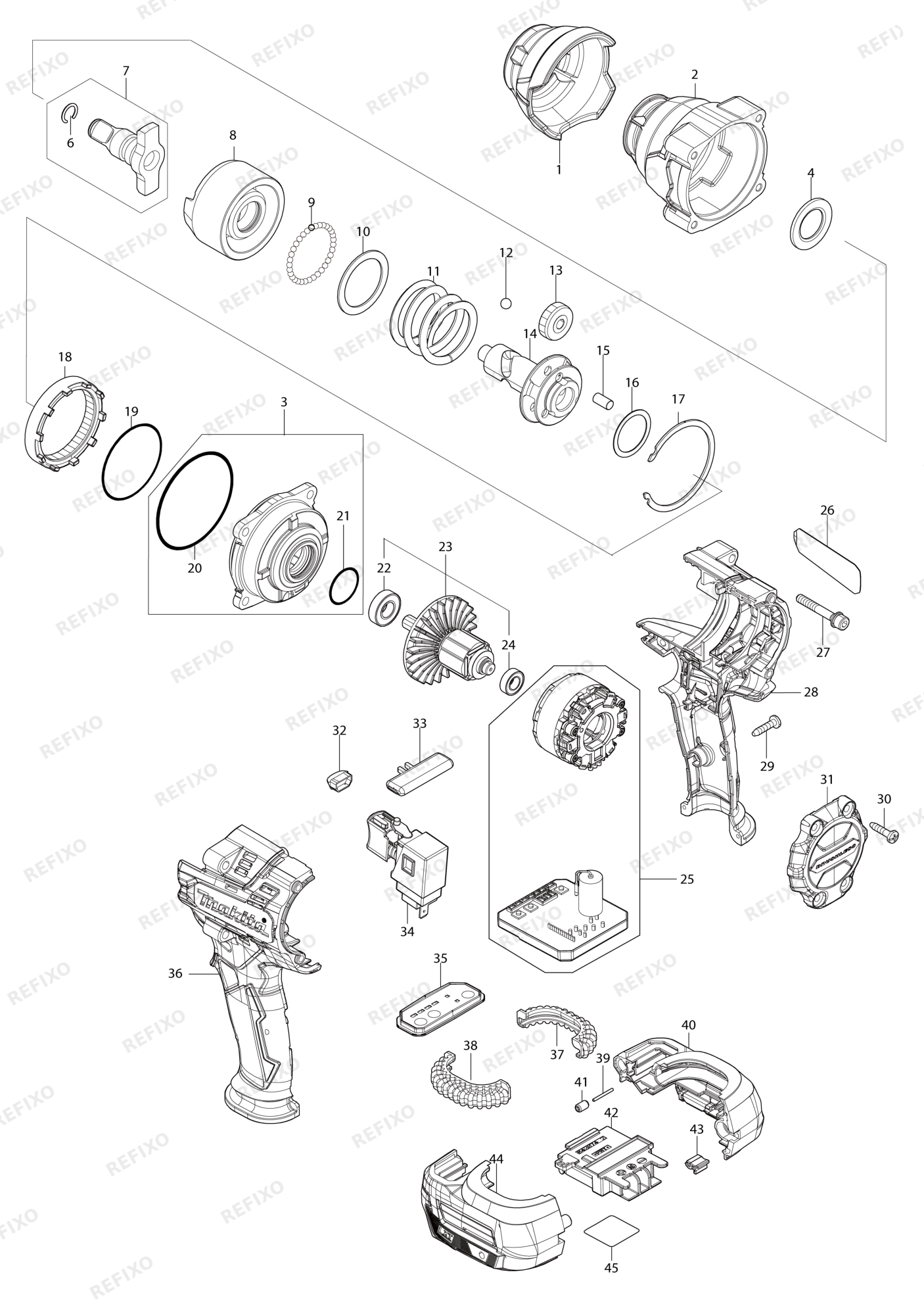 MAKITA DTW700 — схема запчастей