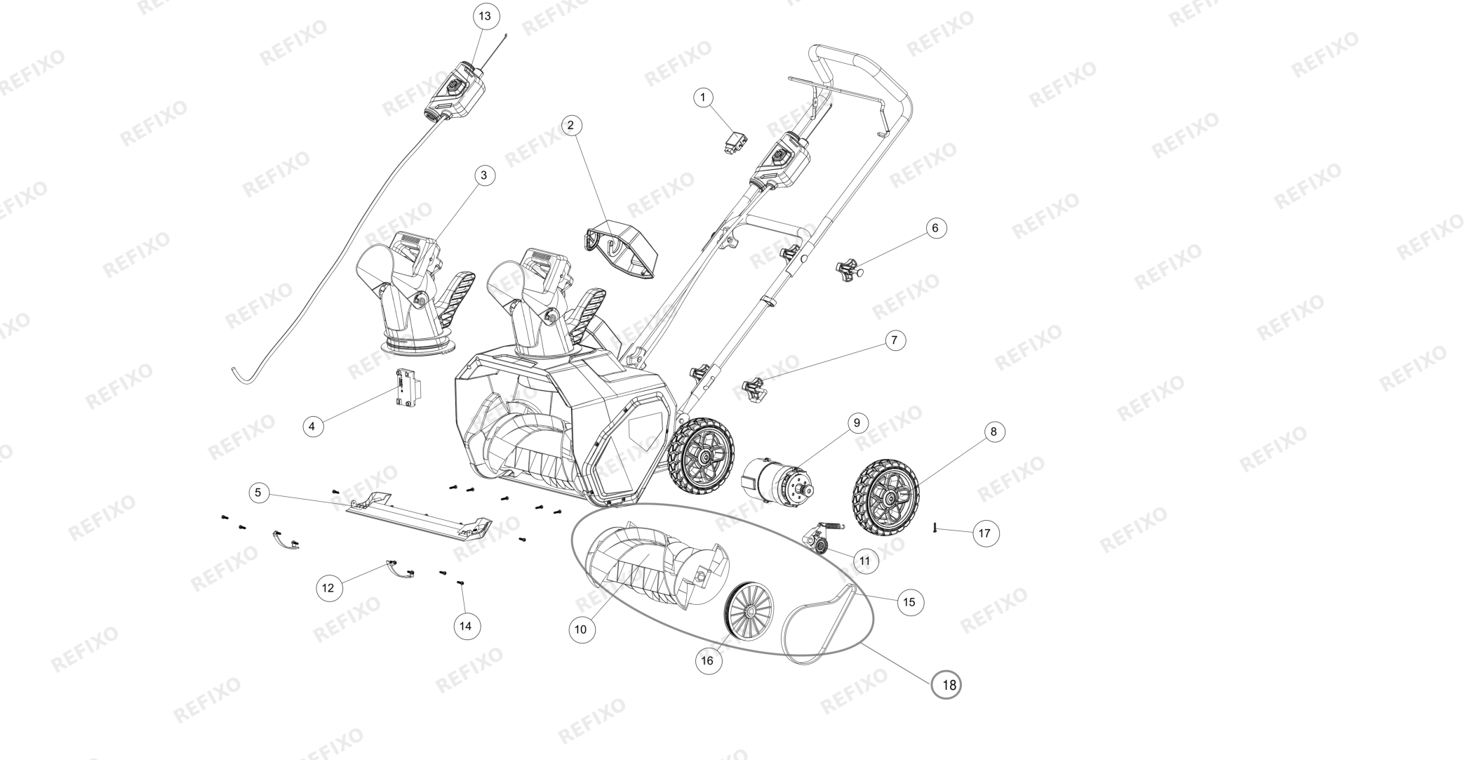 Greenworks 2603607RU exploded view — схема запчастей