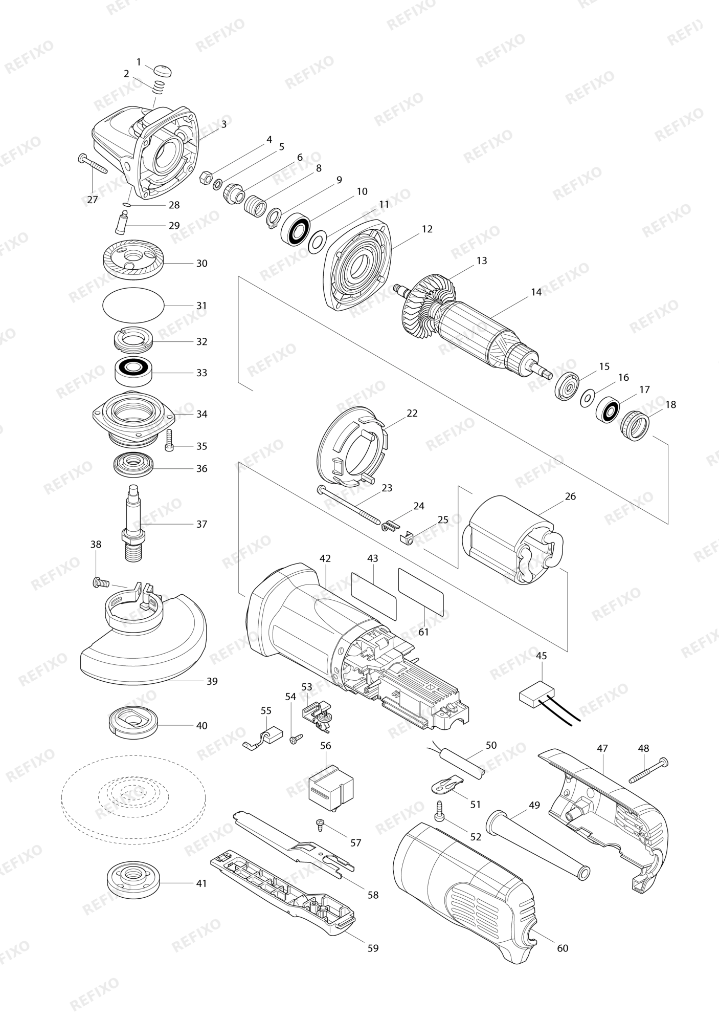 MAKITA 9564P — схема запчастей
