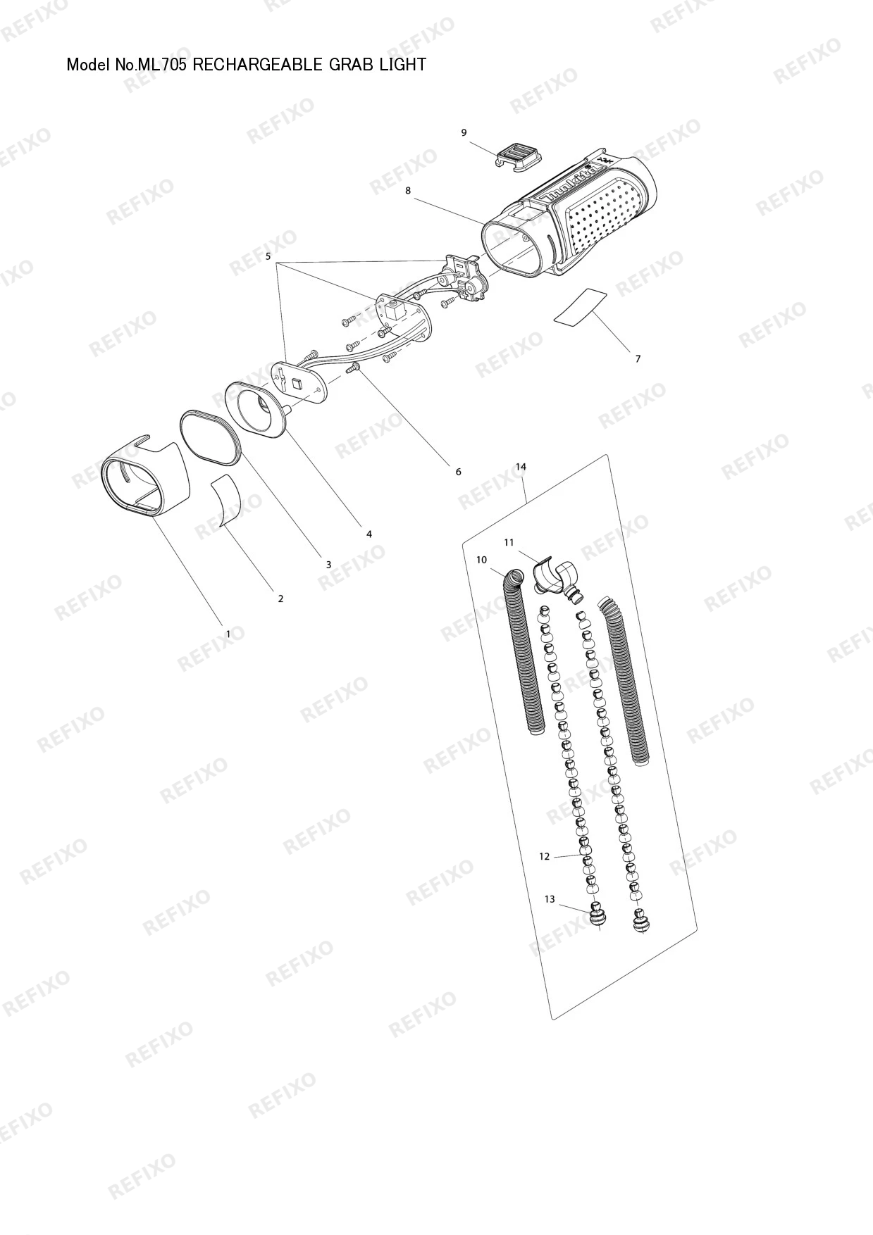 MAKITA ML705 — схема запчастей