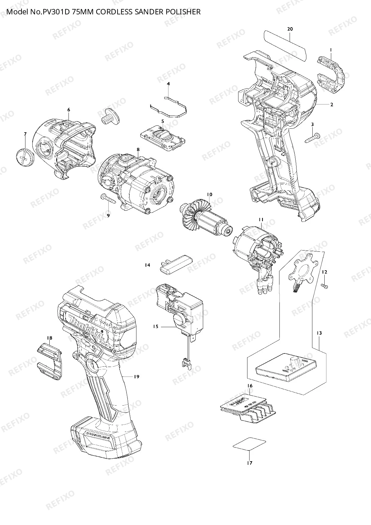 MAKITA PV301D — схема запчастей