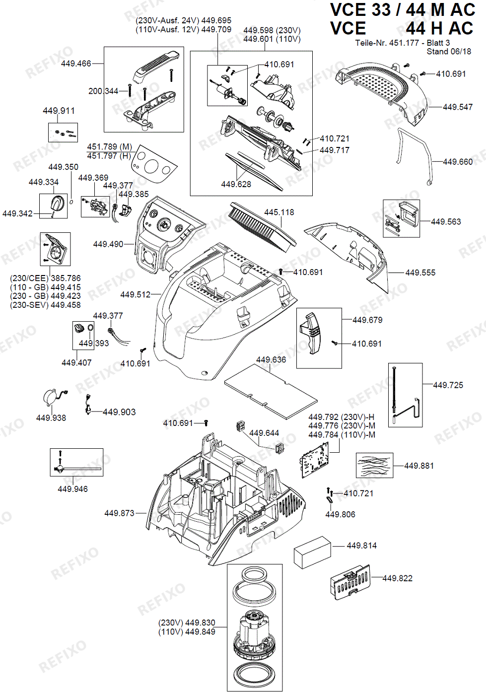 Flex VCE 44M AC - Sicherheitssauger VCE44MAC — схема запчастей