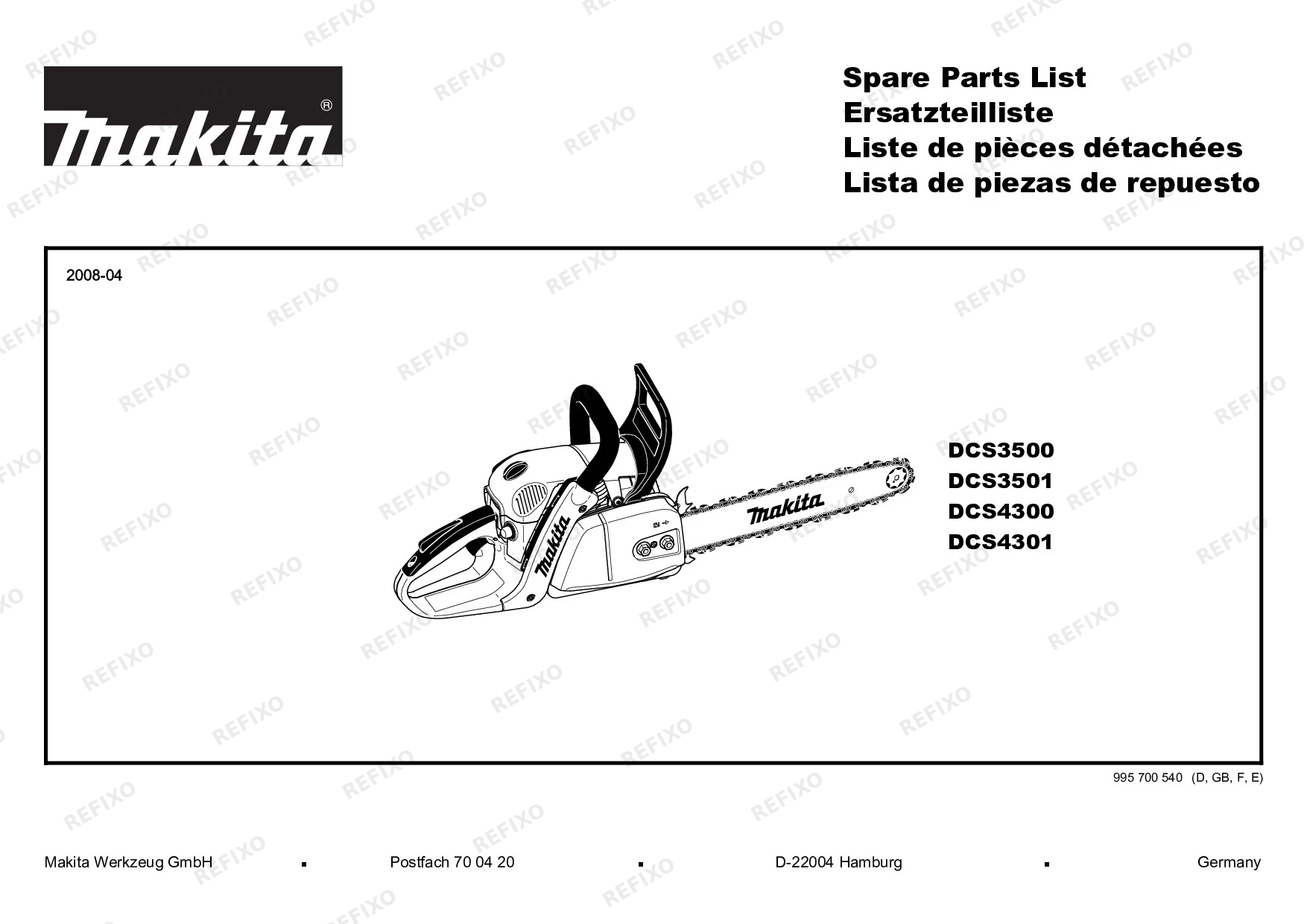MAKITA DCS4301 — схема запчастей