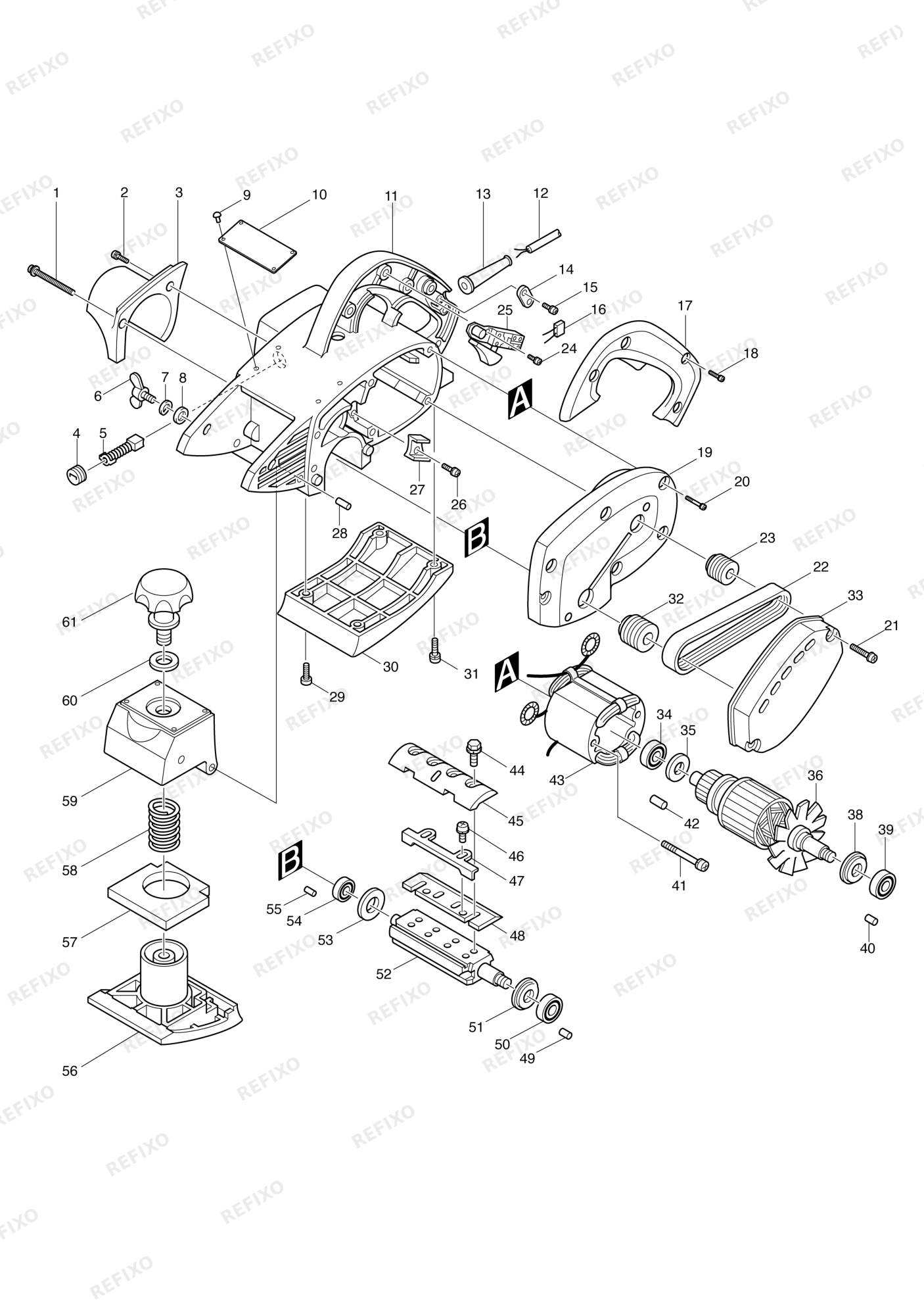 MAKITA 1002BA — схема запчастей