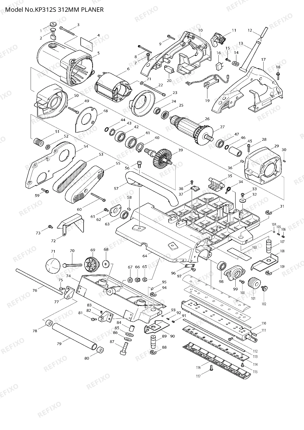 MAKITA KP312 — схема запчастей