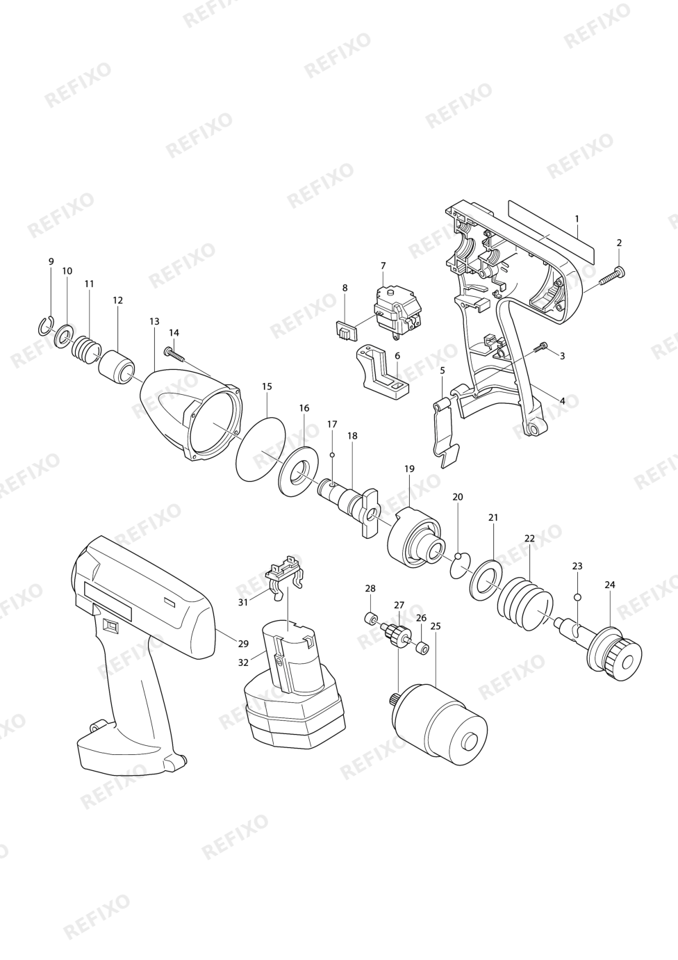 MAKITA 6911D — схема запчастей