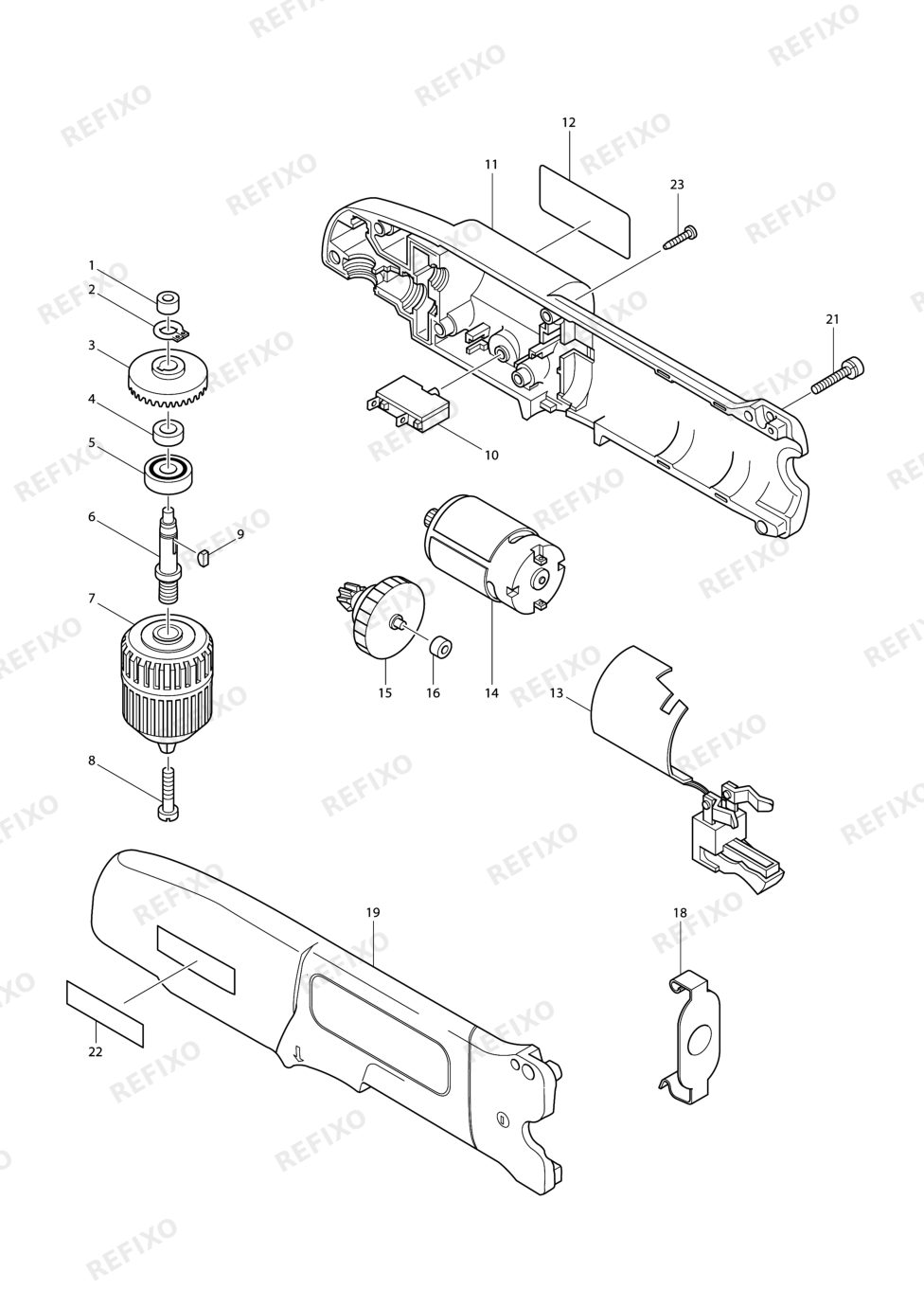 MAKITA DA302D — схема запчастей