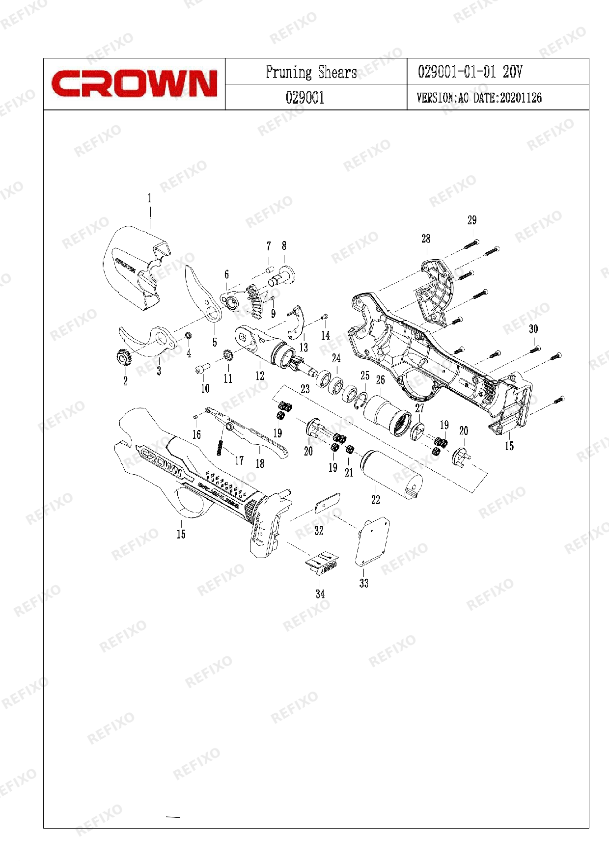 CROWN CT29001HX — схема запчастей