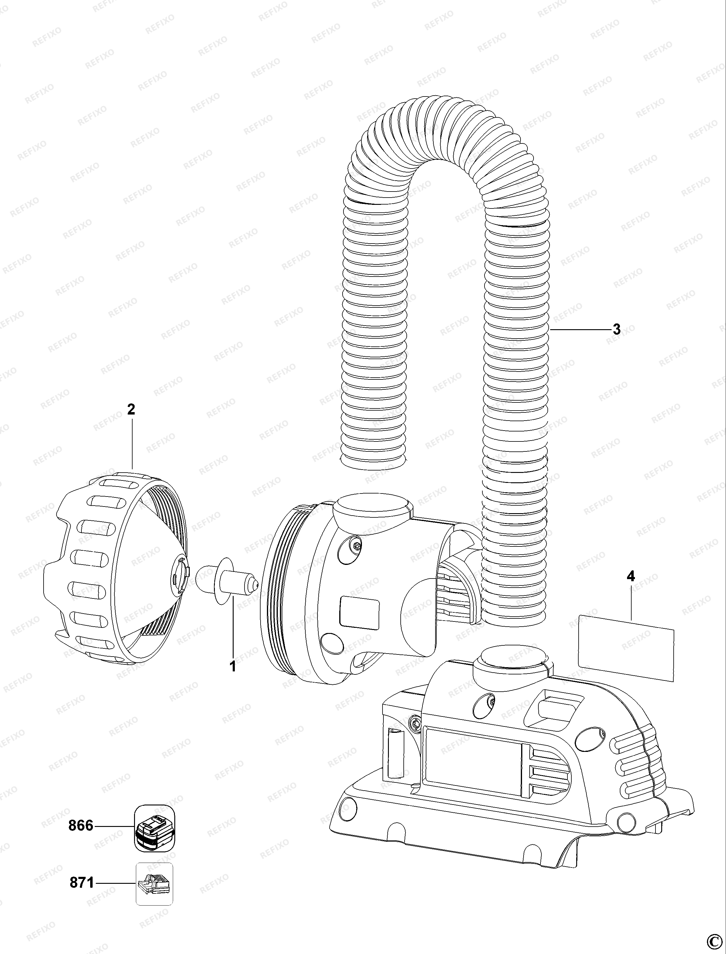 DeWalt АККУМУЛЯТОРНЫЙ УДАРОПРОЧНЫЙ ФОНАРЬ DC519N — схема запчастей