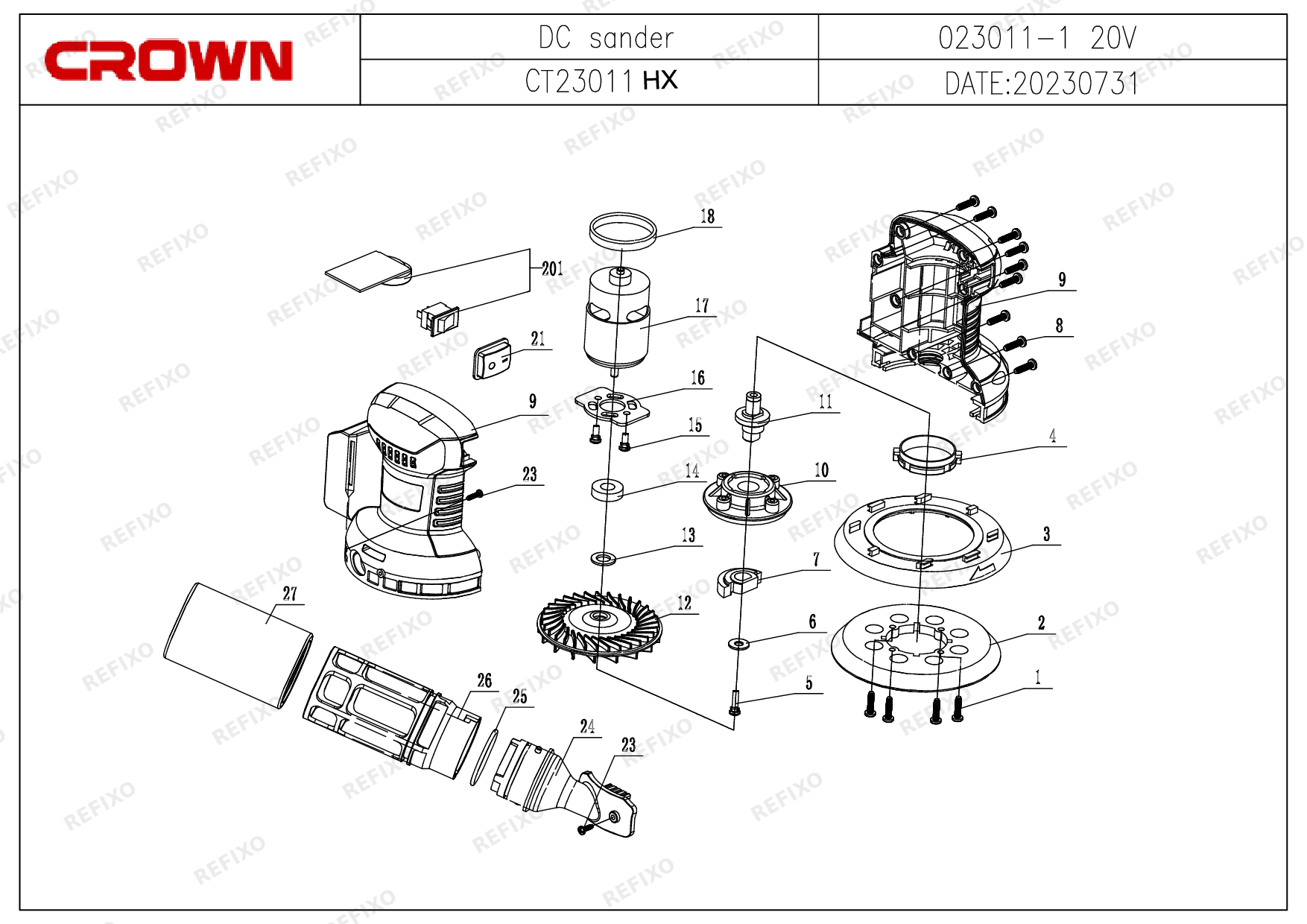 CROWN CT23011HX — схема запчастей