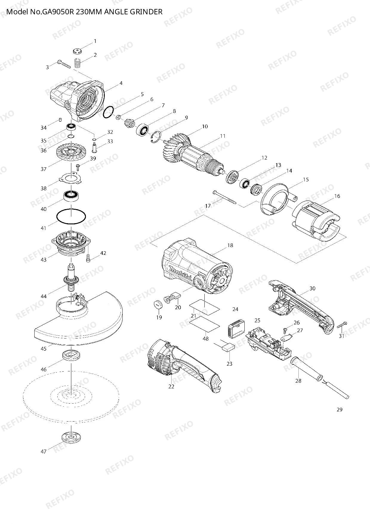 MAKITA GA9050R — схема запчастей