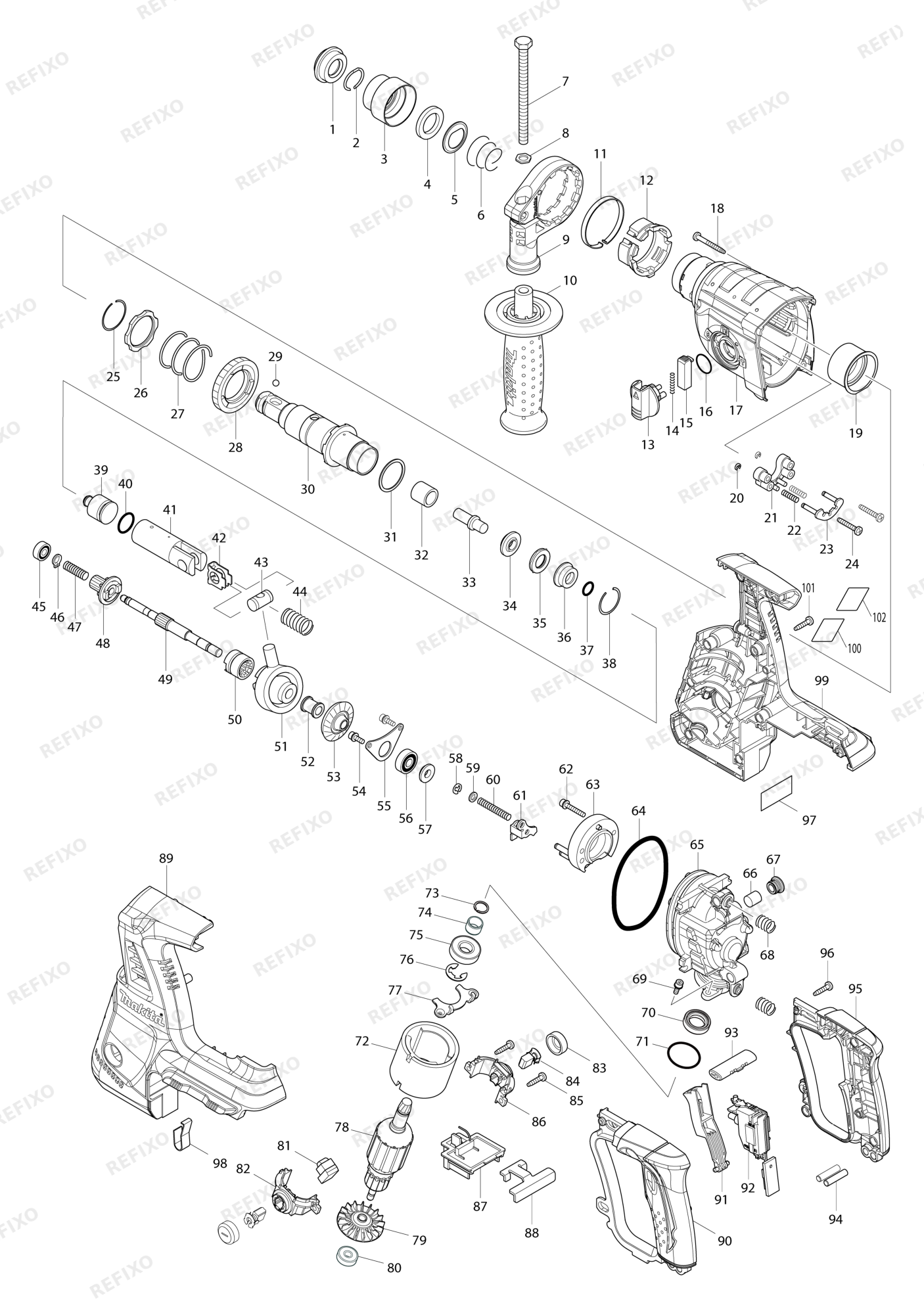 MAKITA BHR261 — схема запчастей