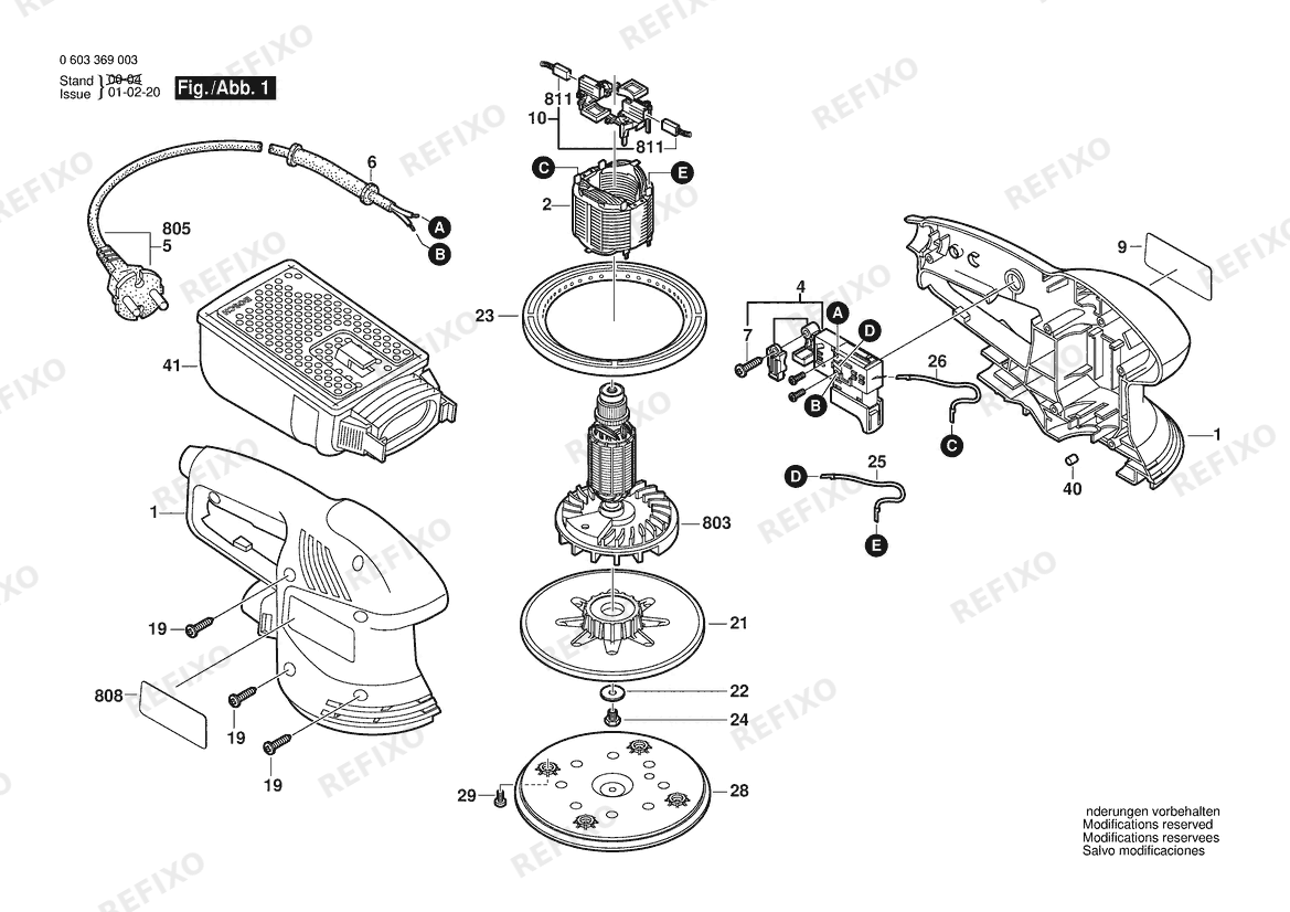 Bosch Эксцентриковая шлифмашина PEX 270 A | 100 V | 006 - JP (0 603 369 038) — схема запчастей