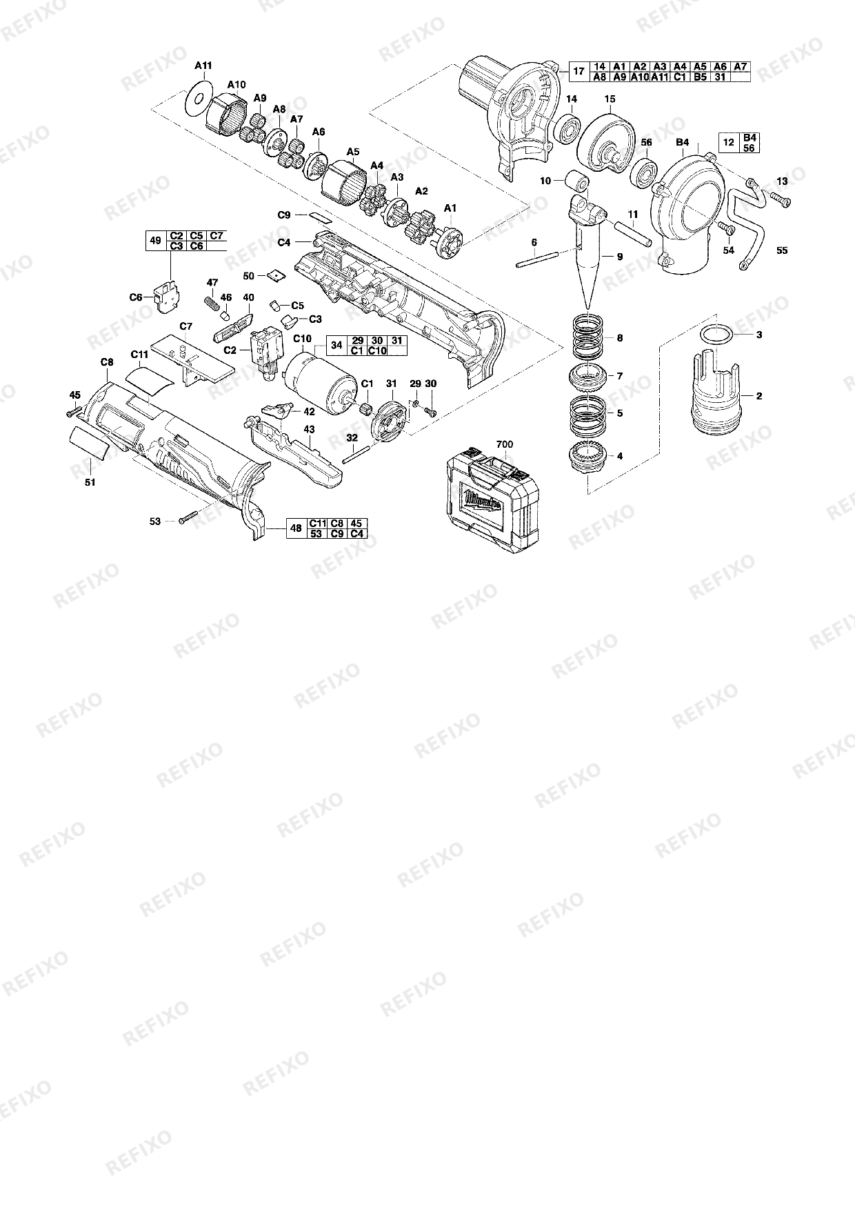 MILWAUKEE C12PXP 202C 4933427247 4000427248 — схема запчастей