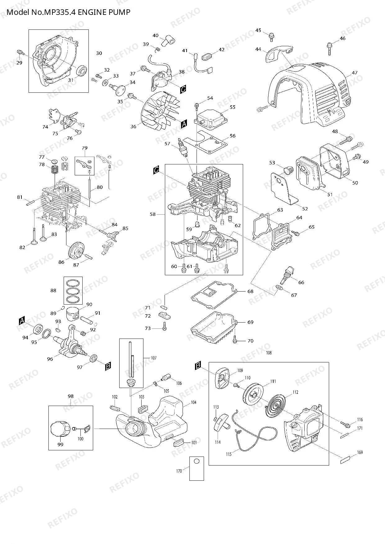 MAKITA MP3354 — схема запчастей