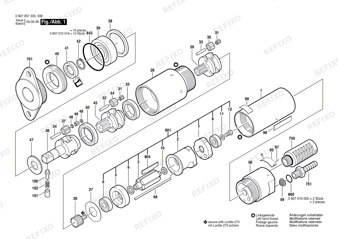 Bosch Einbaumotor 740 WATT-SERIE (0 607 957 307) — схема запчастей