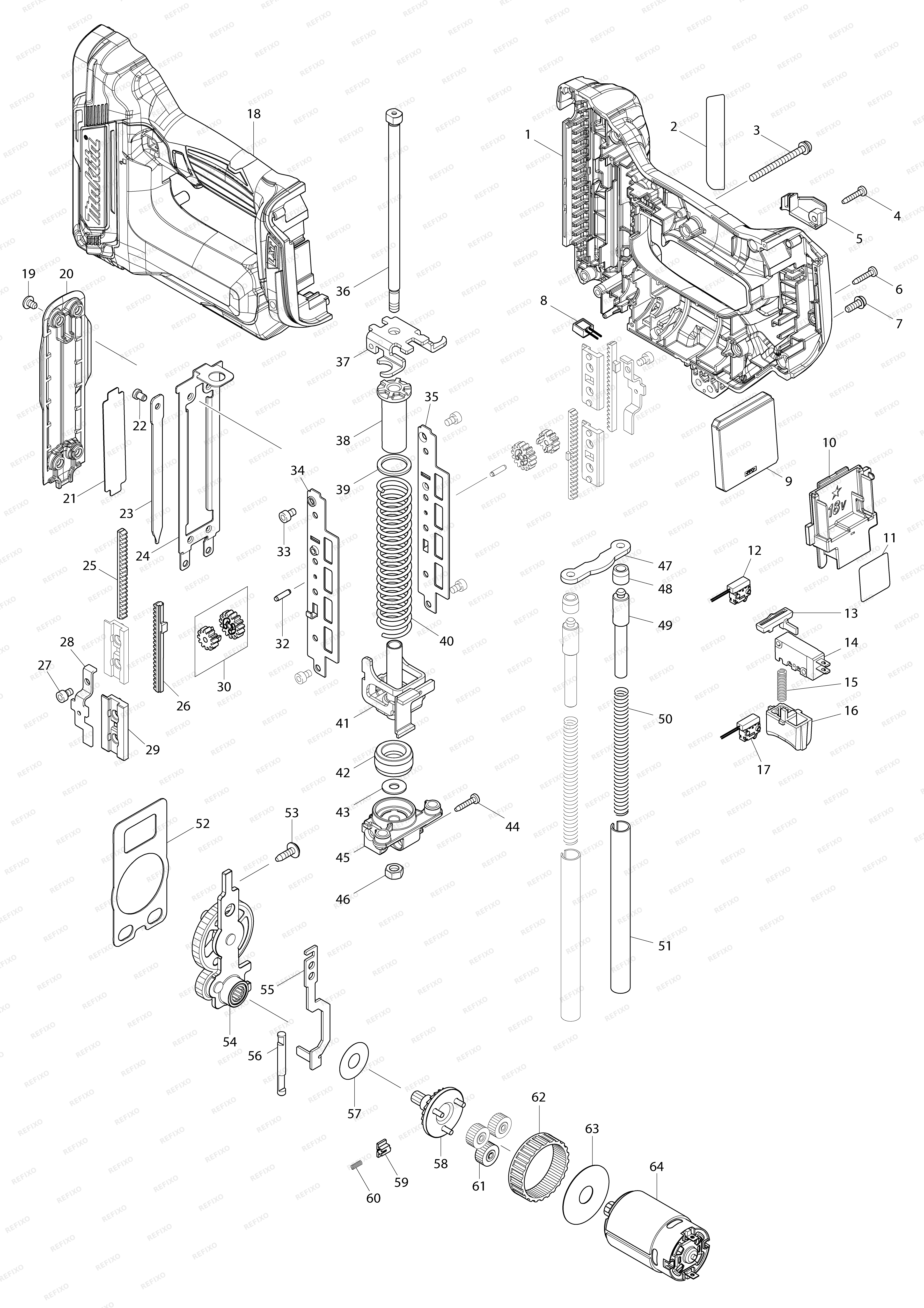 MAKITA DFN350 — схема запчастей