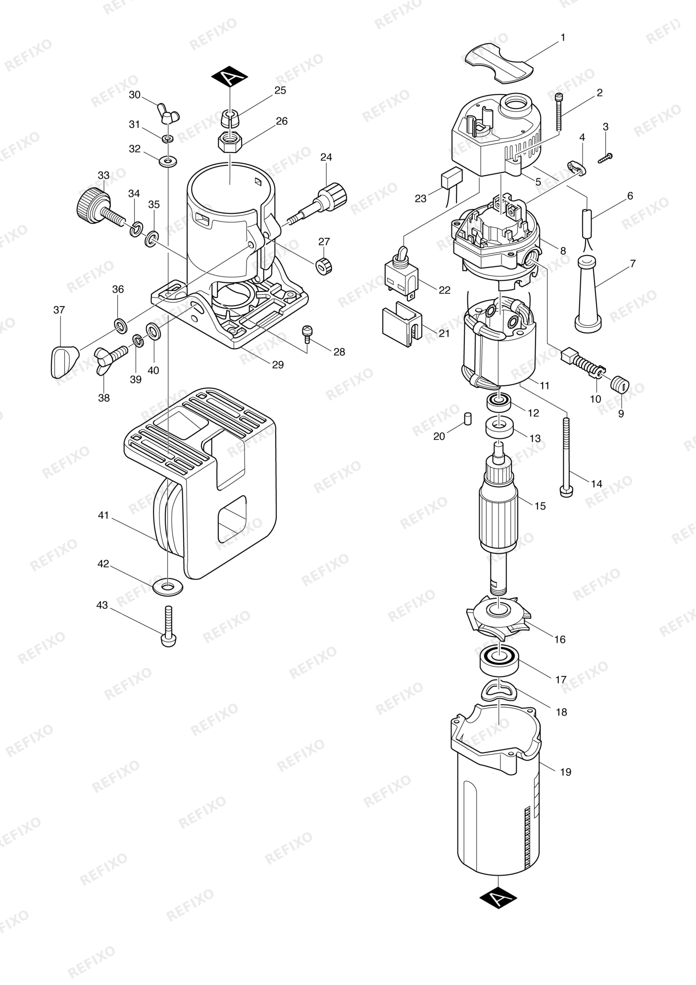 MAKITA 3704 — схема запчастей