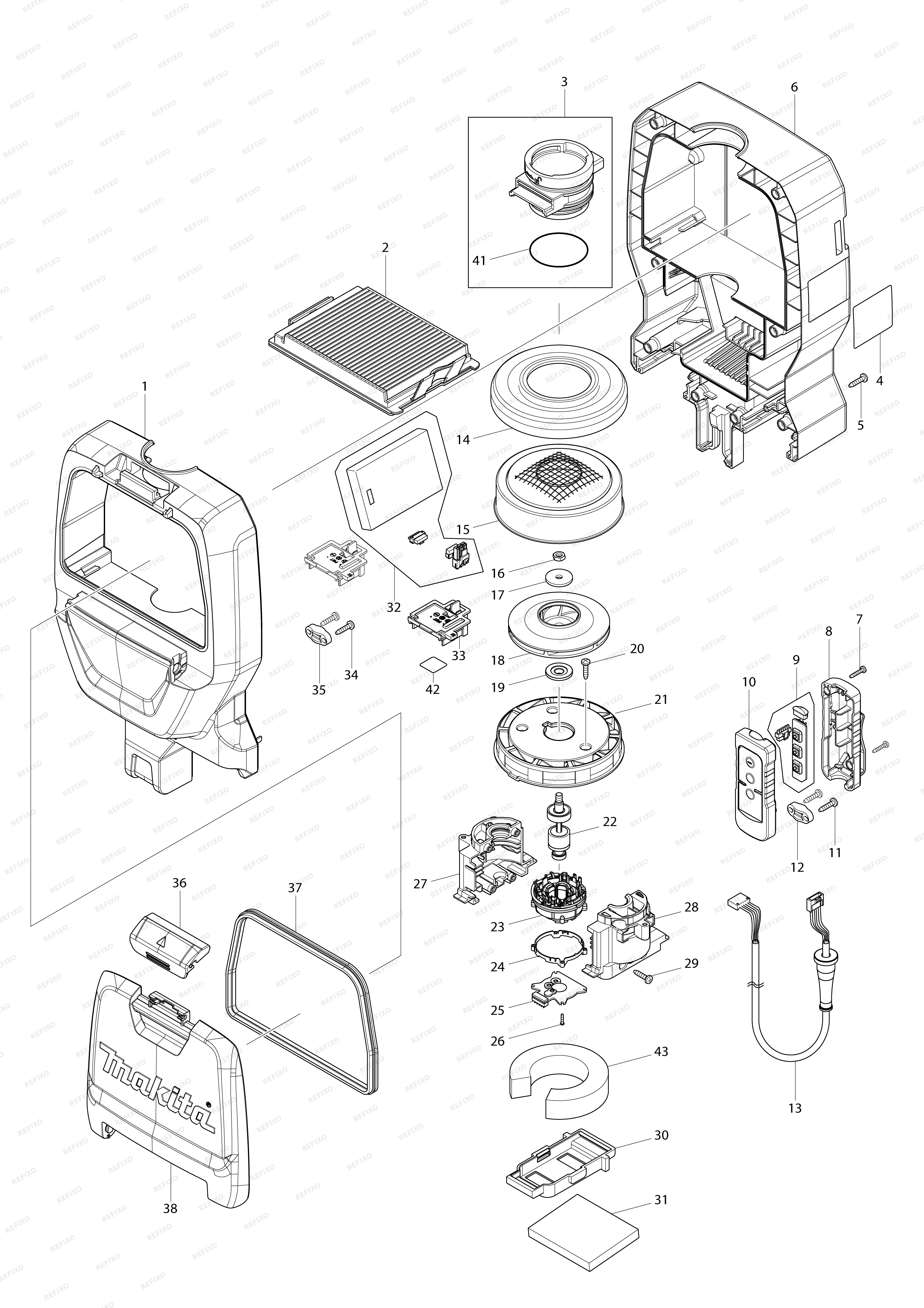 MAKITA DVC261 — схема запчастей
