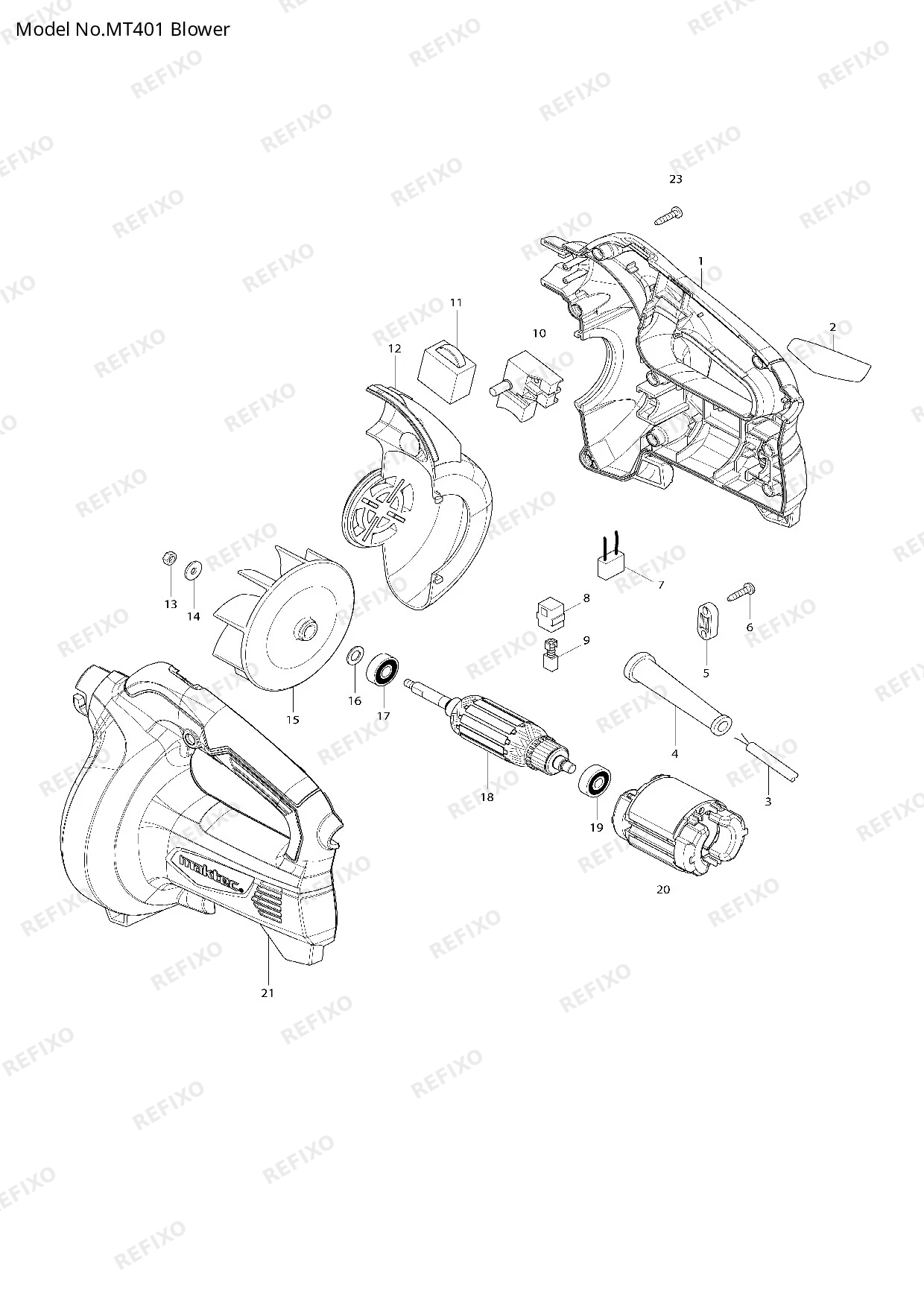MAKITA MT401 — схема запчастей