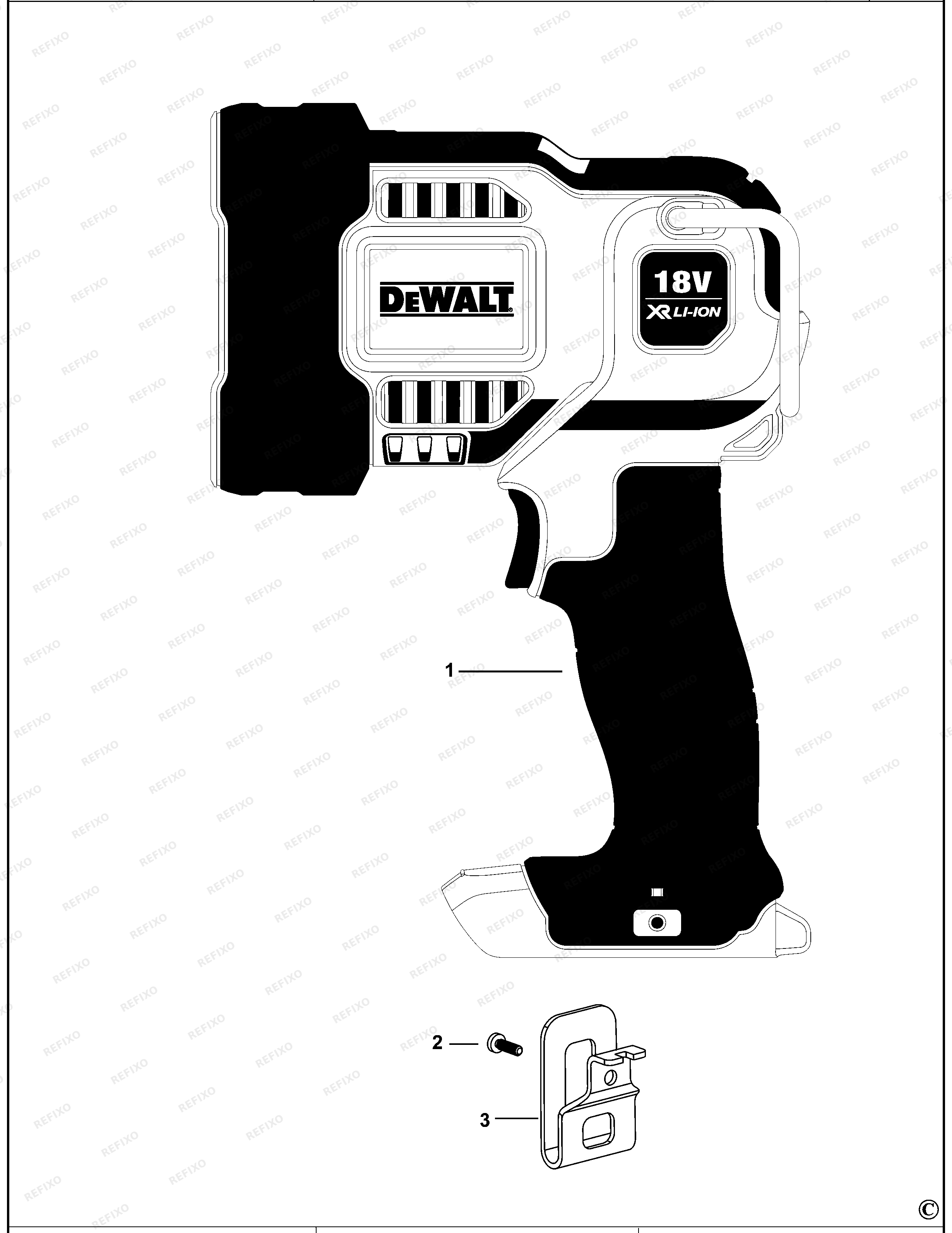 DeWalt ОСВЕТИТЕЛЬНАЯ ЛАМПА DCL043 — схема запчастей