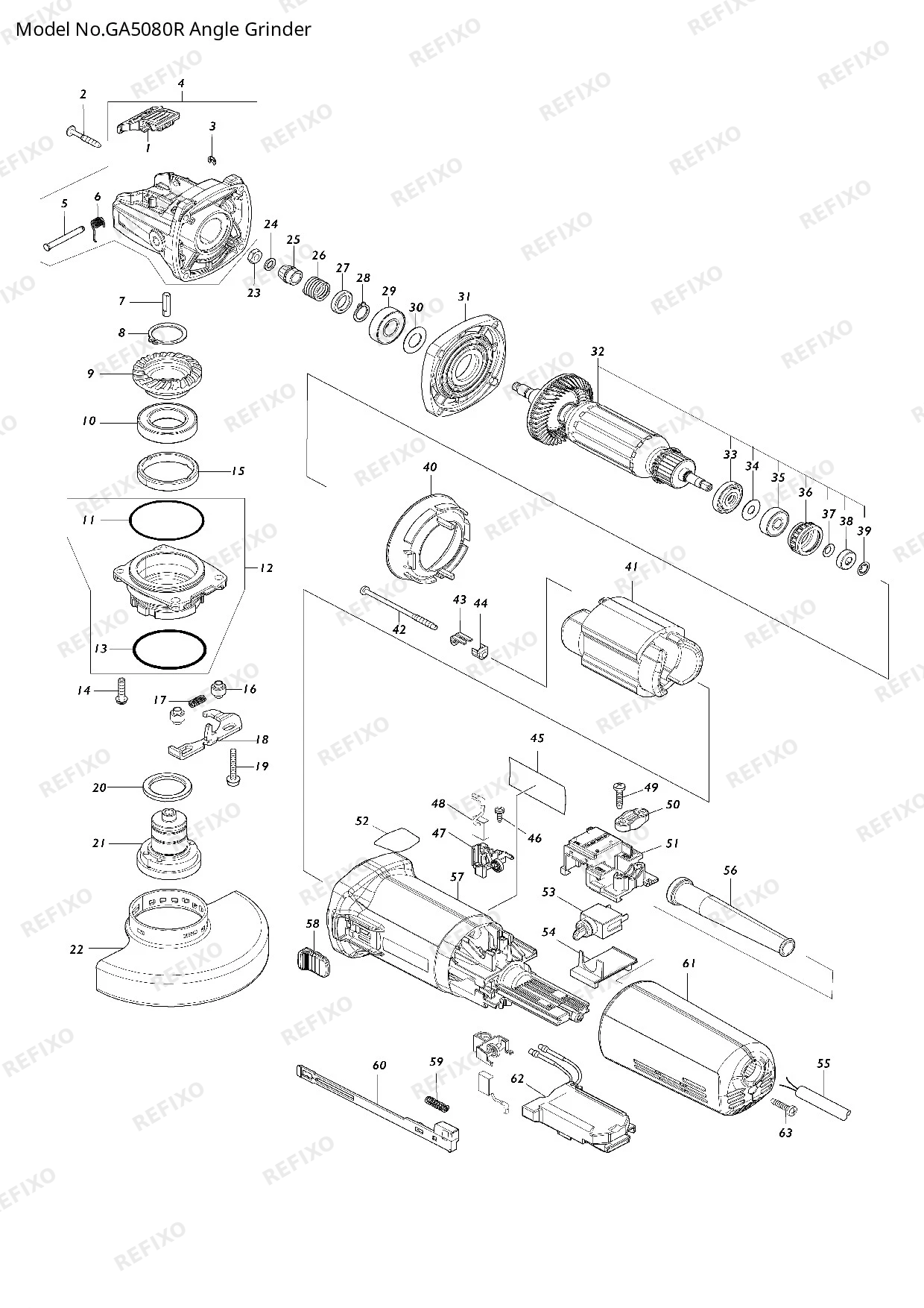 MAKITA GA5080R — схема запчастей