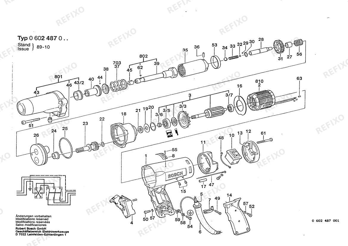 Bosch Hf-Abschaltschrauber HSR 64-A (0 602 487 001) — схема запчастей