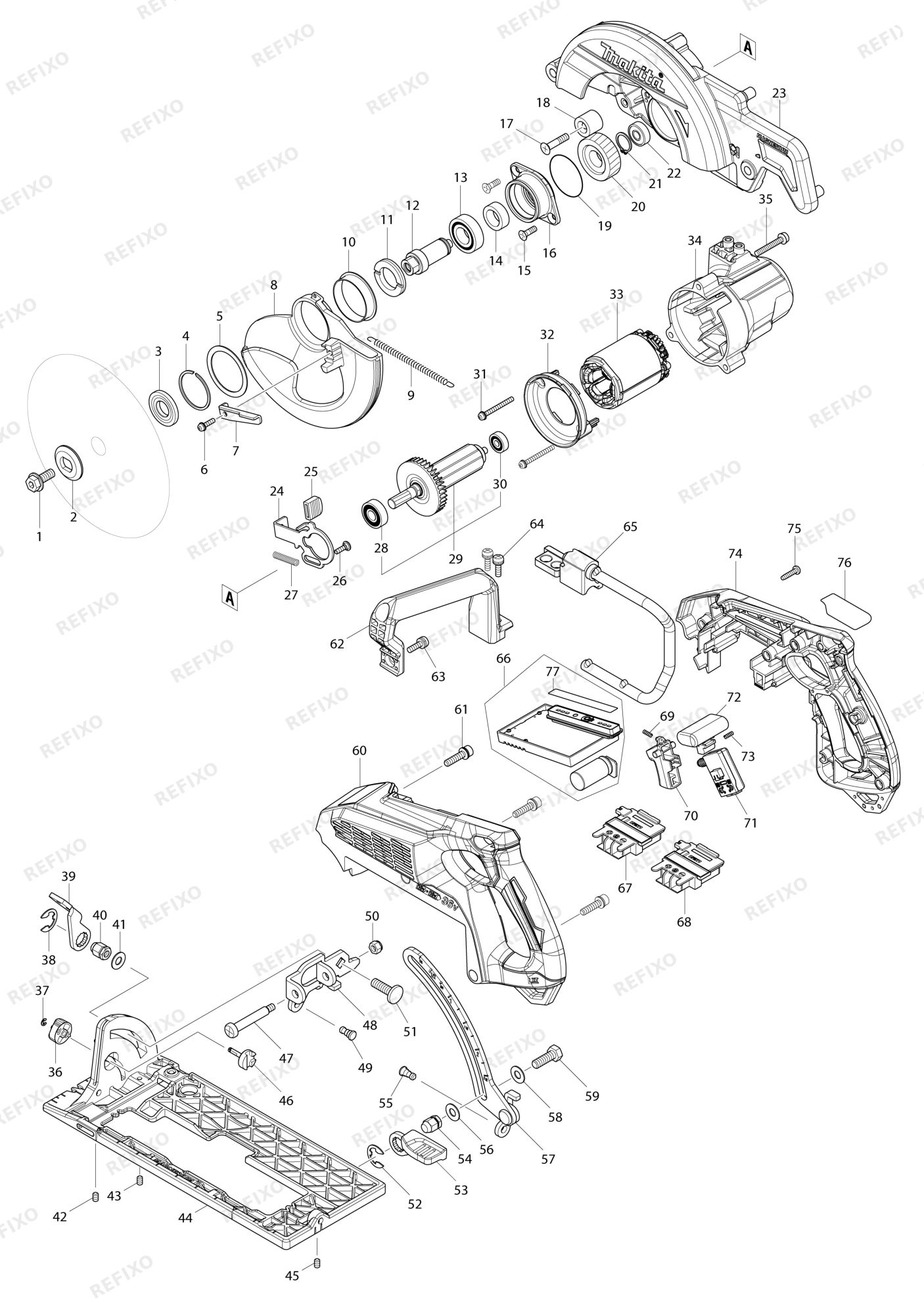 MAKITA DRS780 — схема запчастей