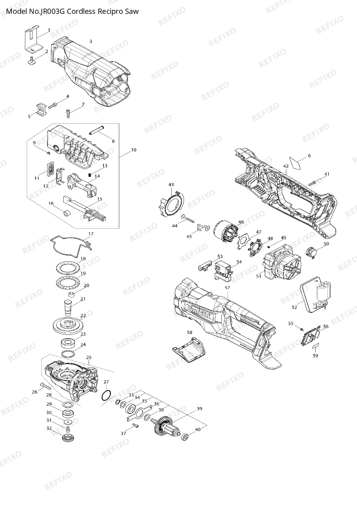 MAKITA JR003G — схема запчастей