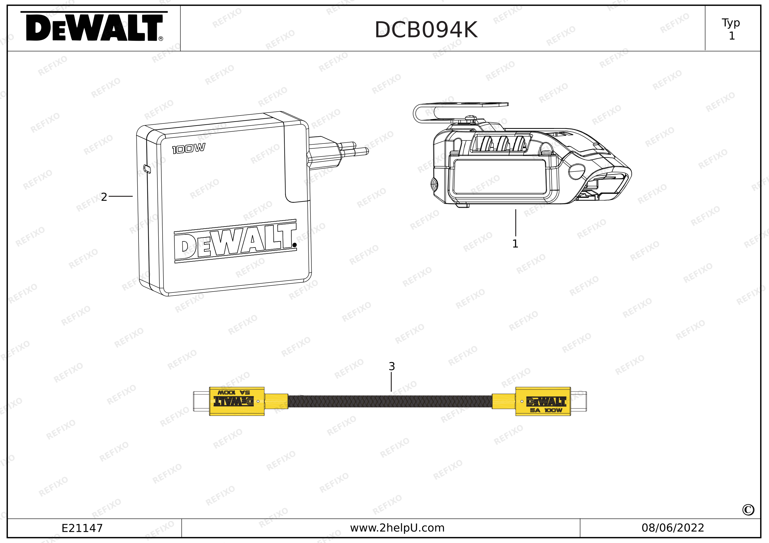 DeWalt ЗАРЯДНОЕ УСТРОЙСТВО DCB094K — схема запчастей